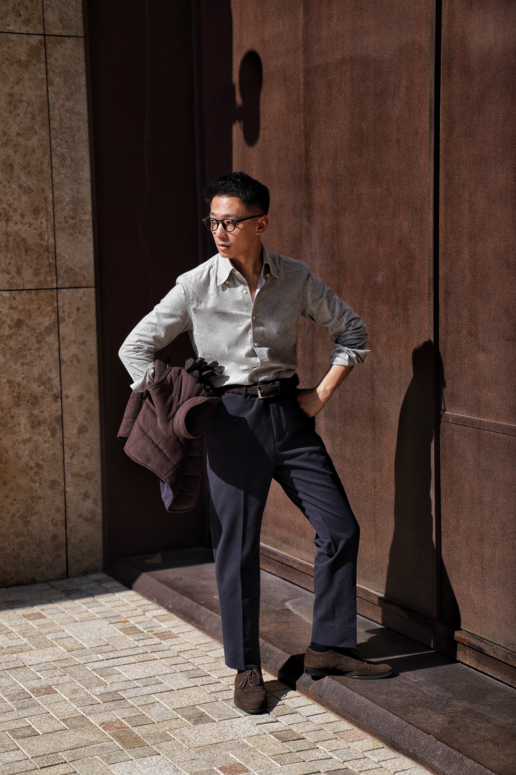 Navy Pima Cotton Trousers