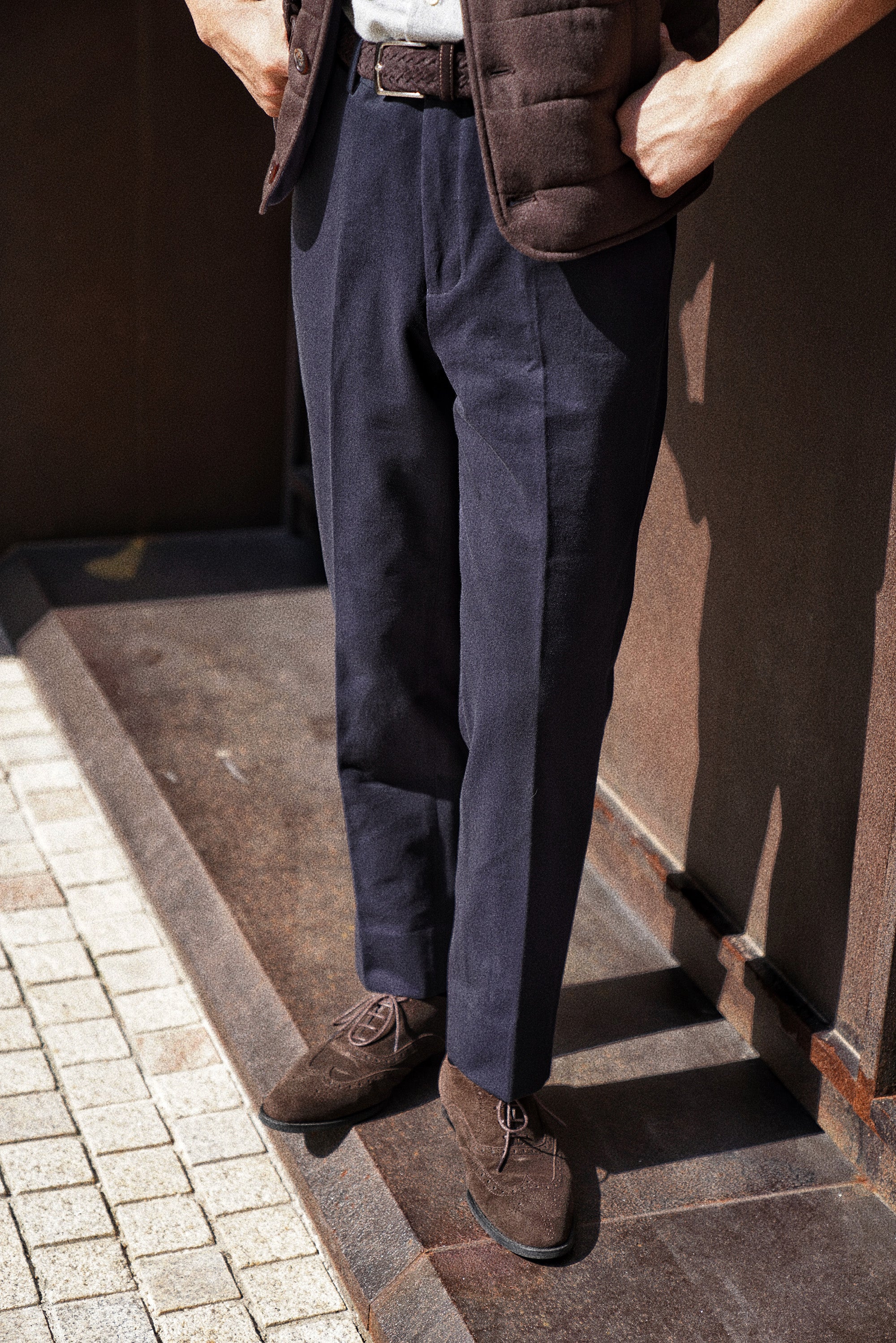 Navy Pima Cotton Trousers