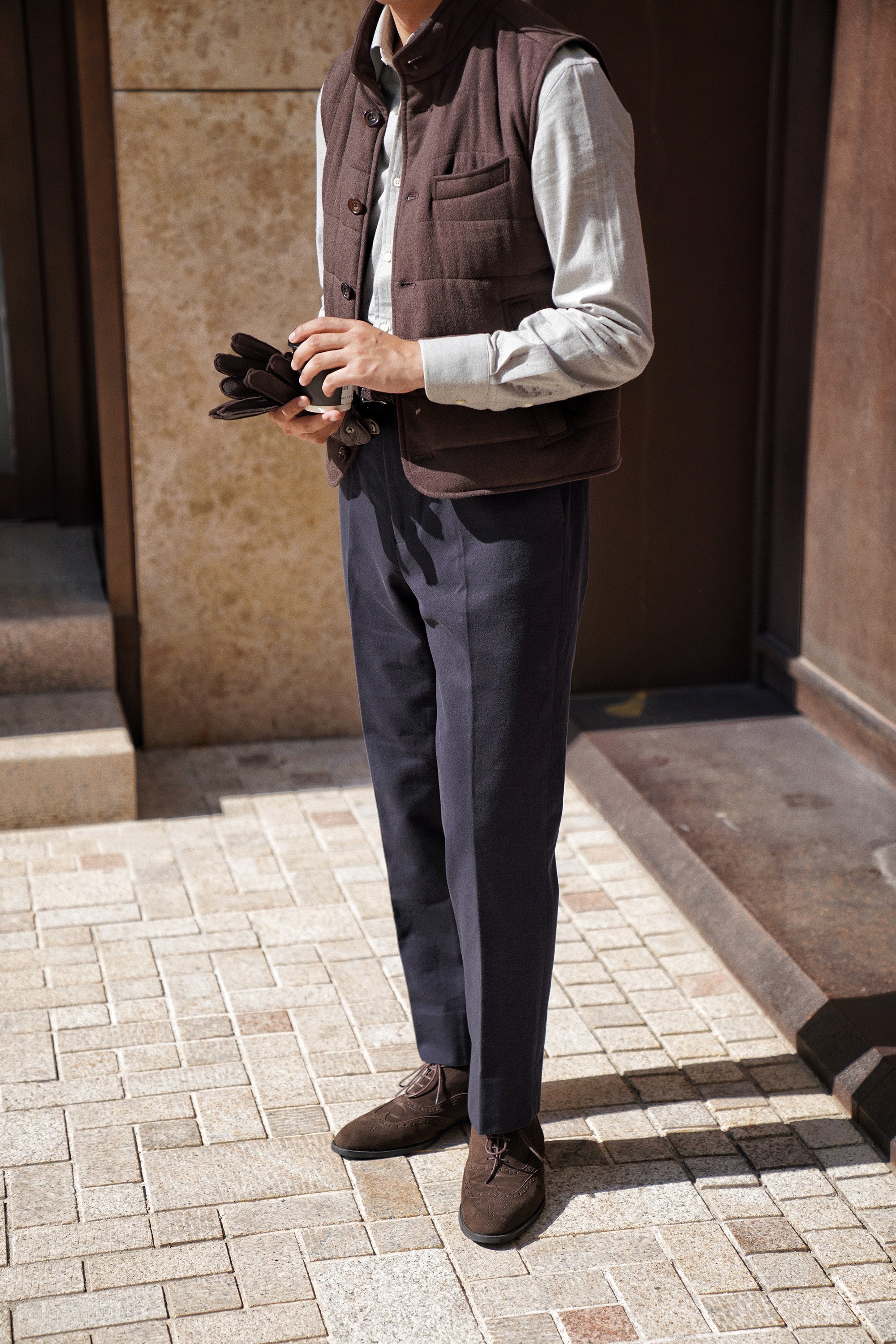 Navy Pima Cotton Trousers
