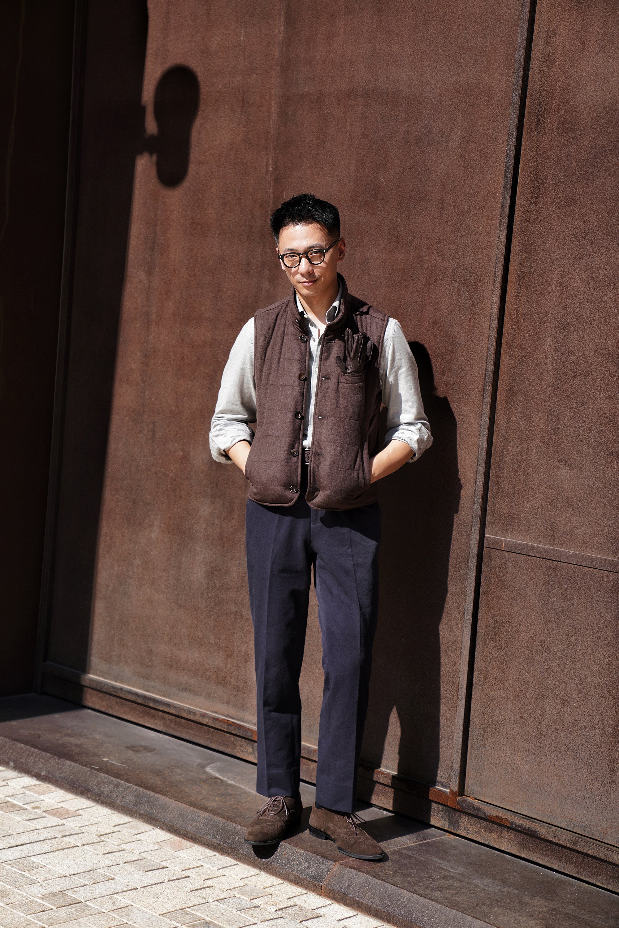 Navy Pima Cotton Trousers