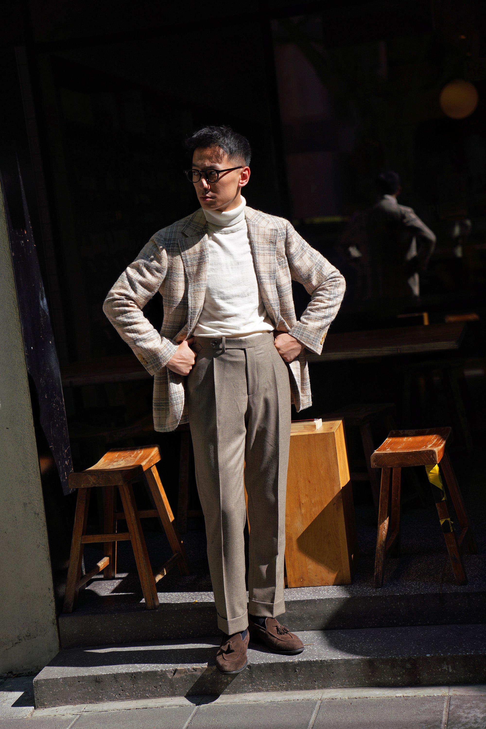 Taupe Worsted Flannel Trousers