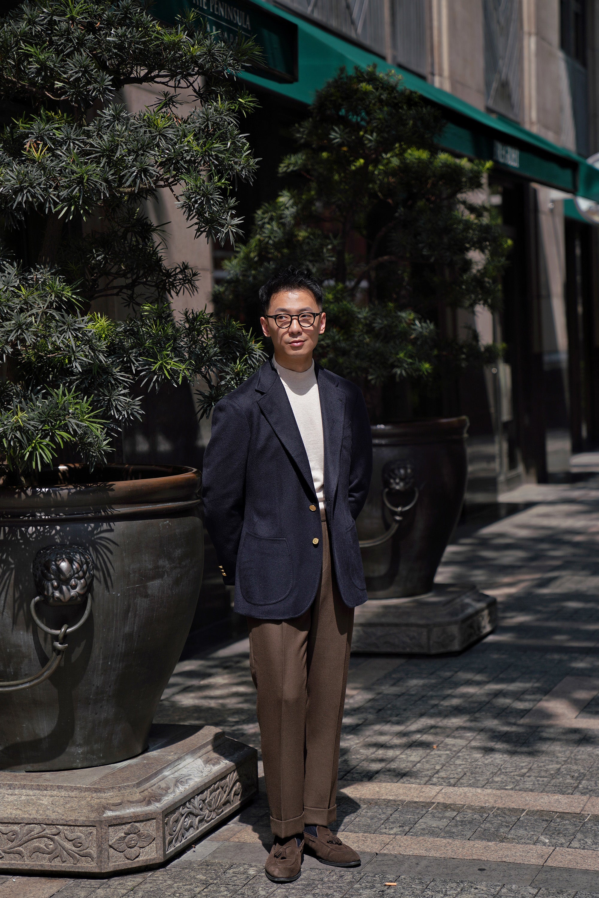 Coffee Heavy Weight Twill Wool Trousers