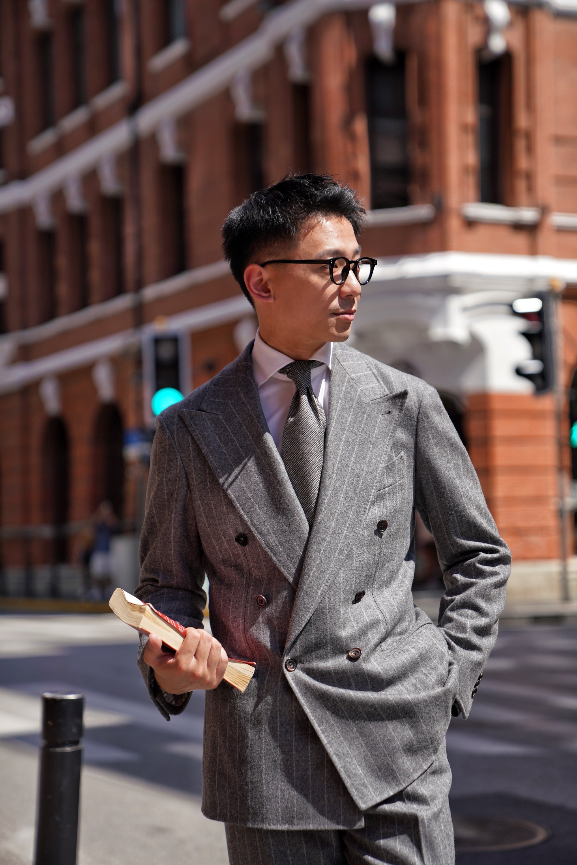Grey Chalk Stripe Flannel Suit #134