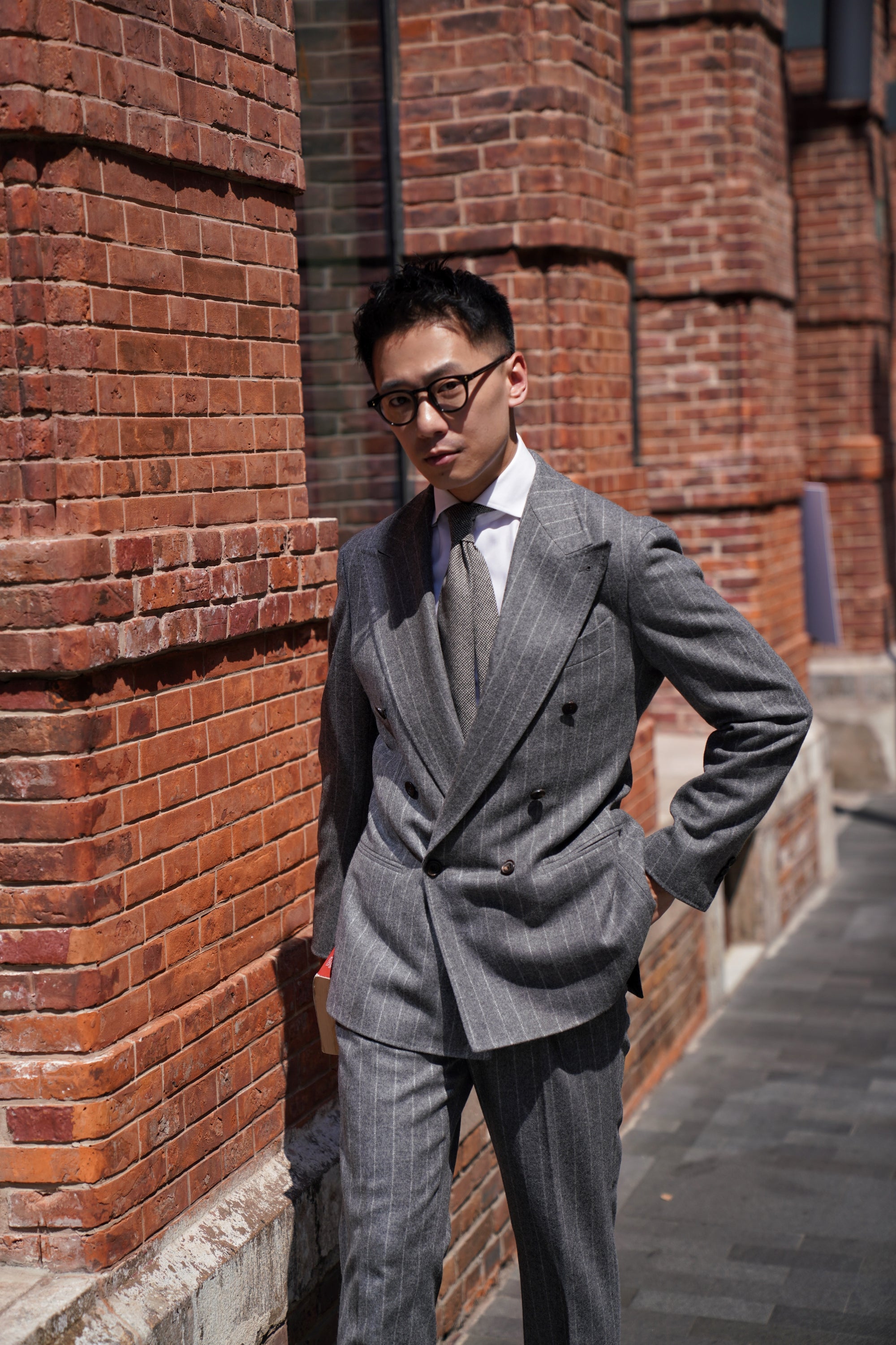 Grey Chalk Stripe Flannel Suit #134