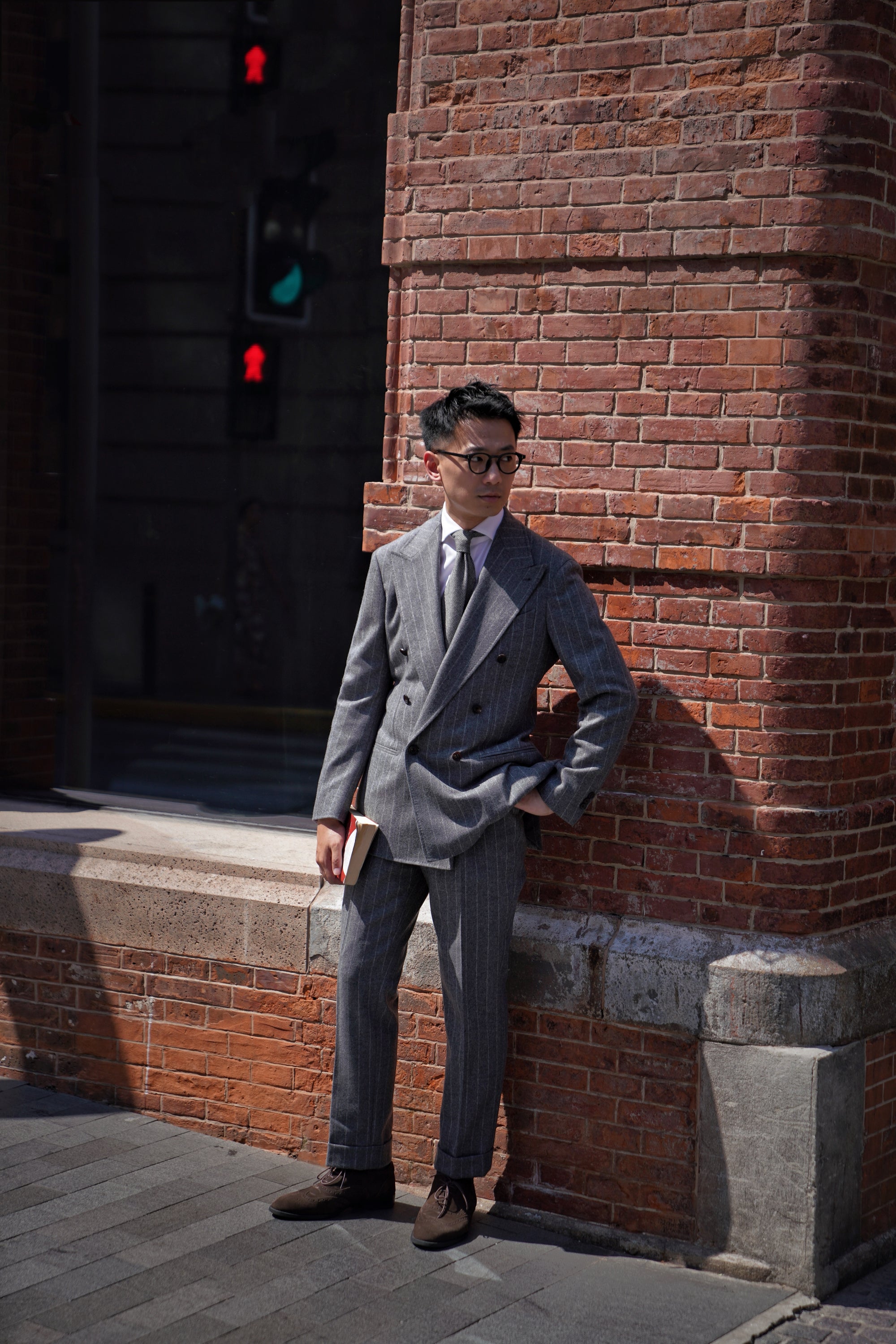 Grey Chalk Stripe Flannel Suit #134