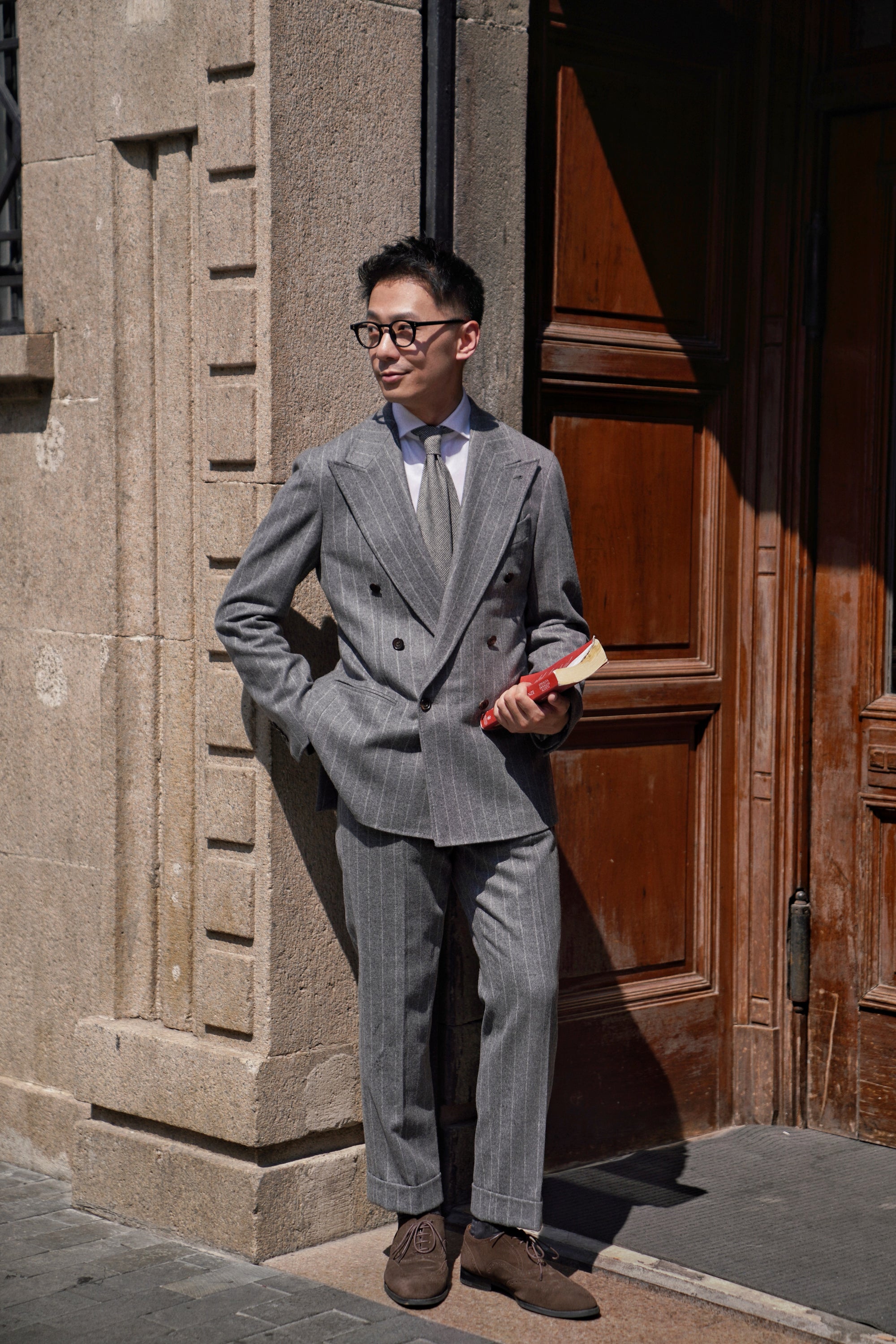 Grey Chalk Stripe Flannel Suit #134