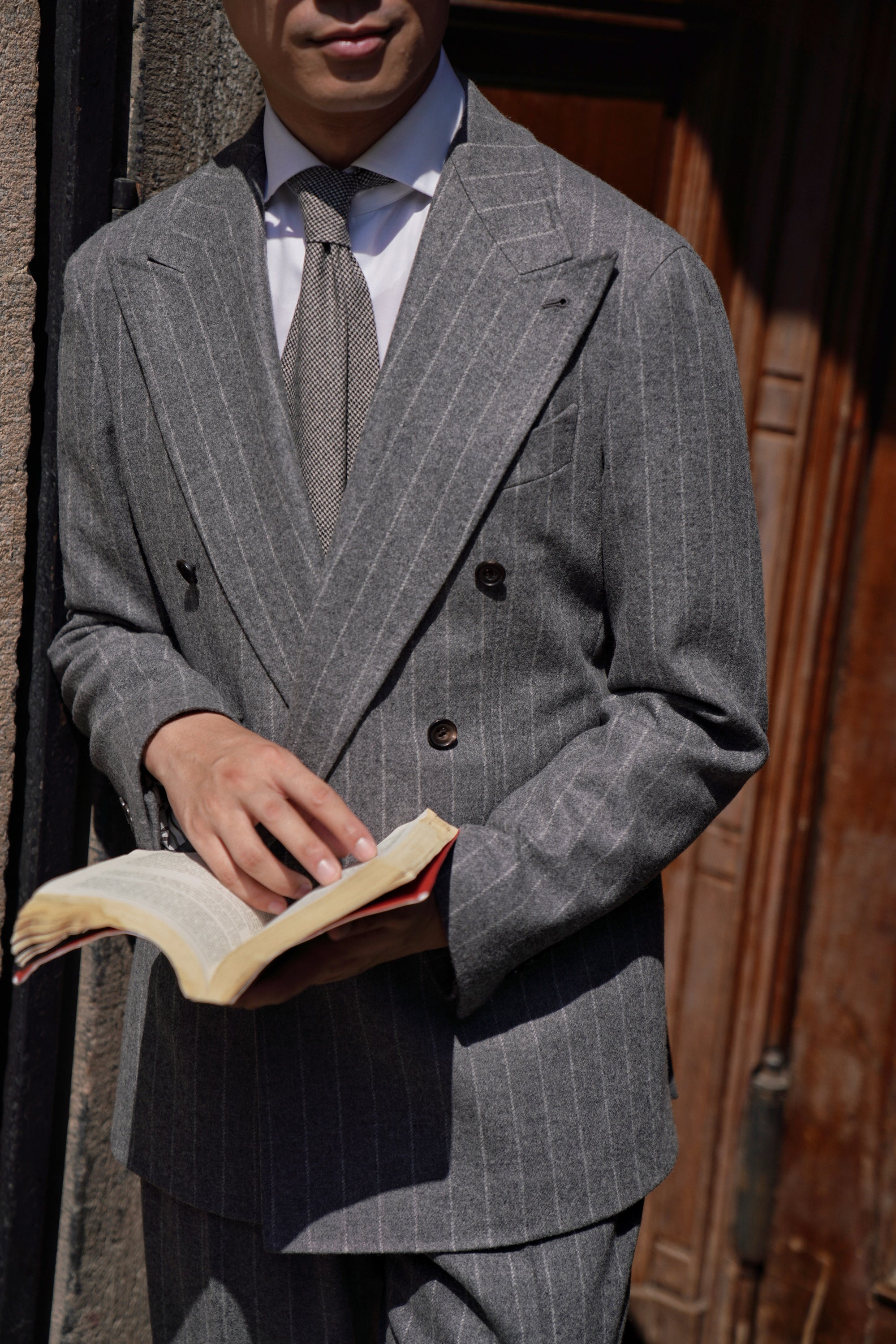 Grey Chalk Stripe Flannel Suit #134