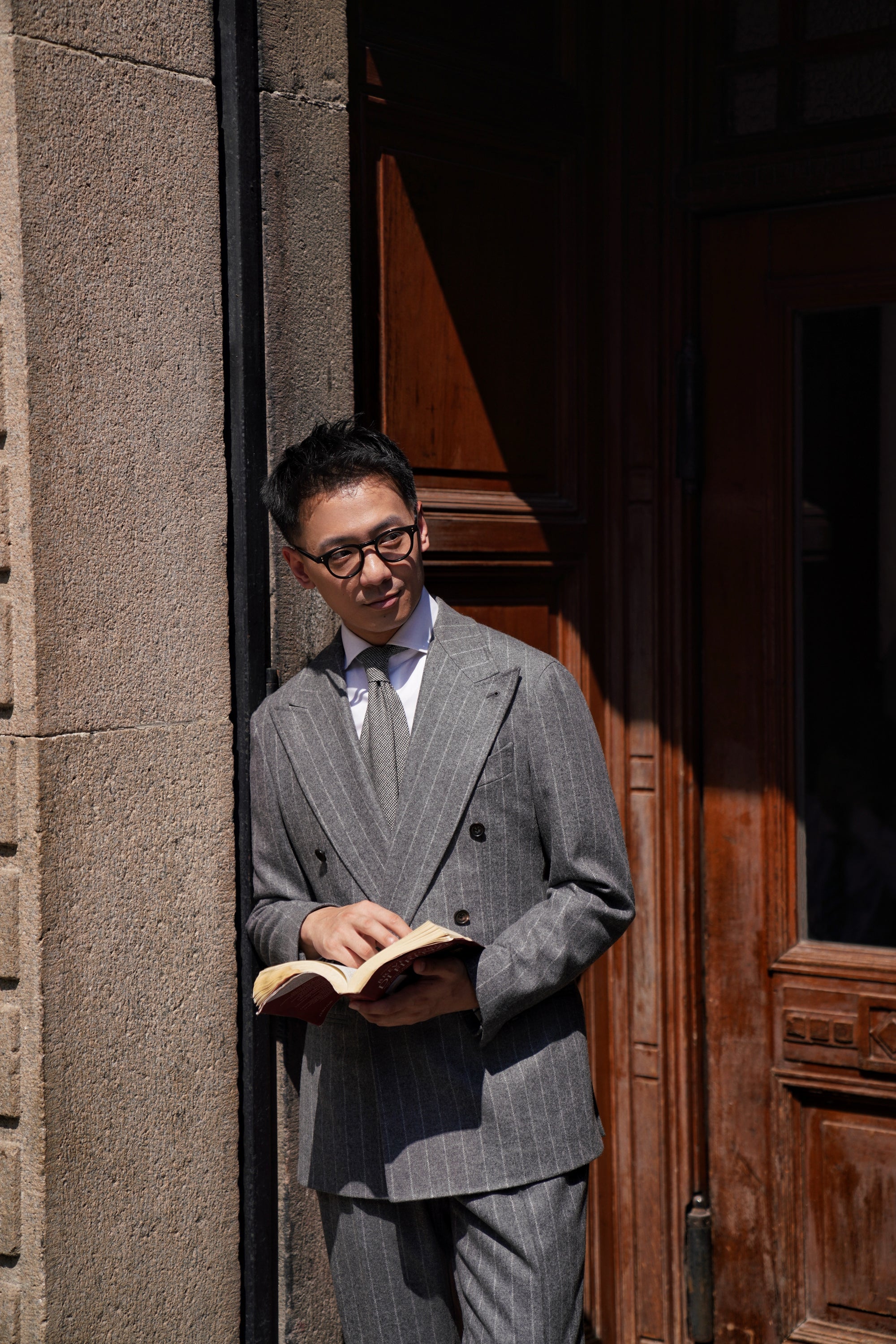 Grey Chalk Stripe Flannel Suit #134