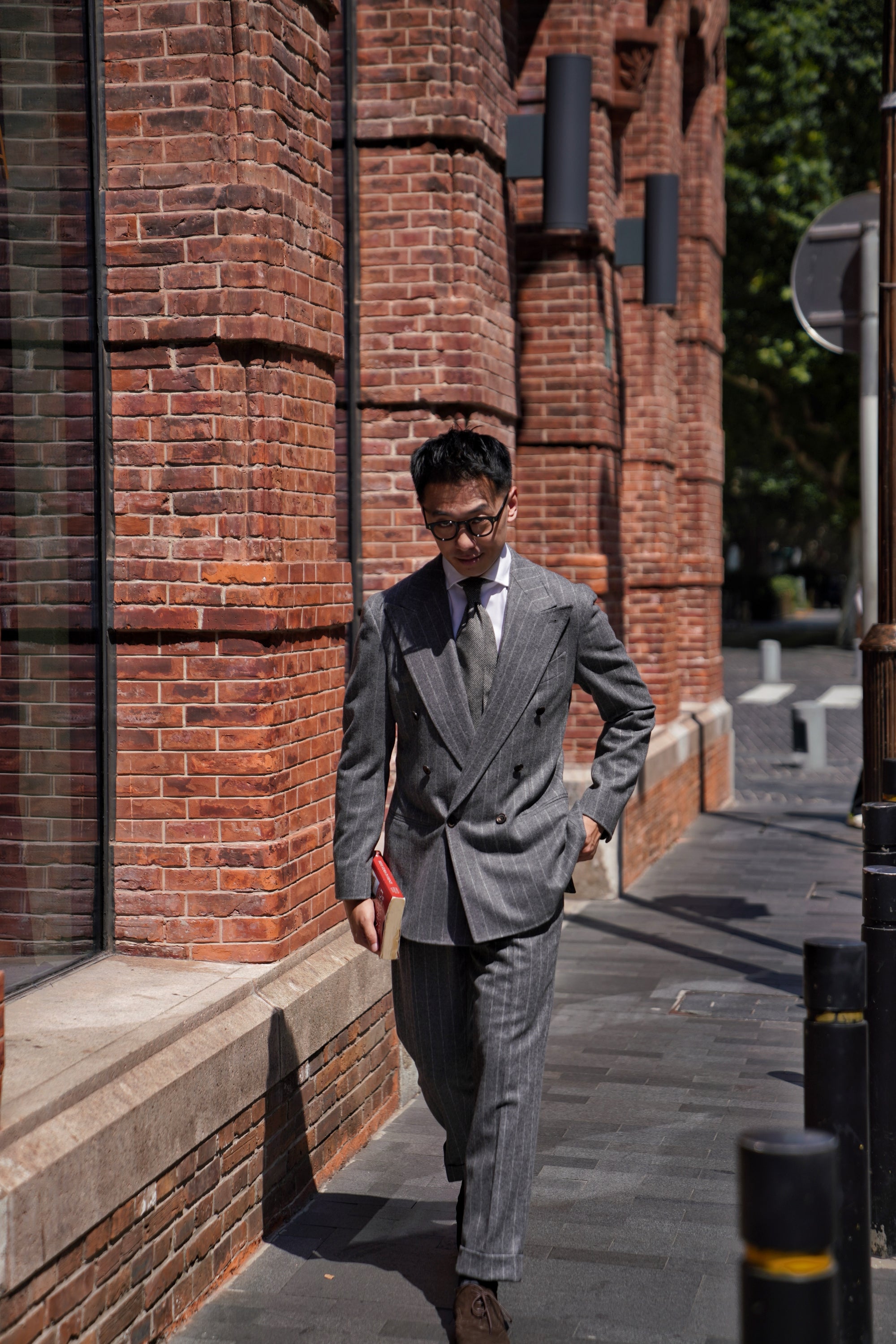 Grey Chalk Stripe Flannel Suit #134
