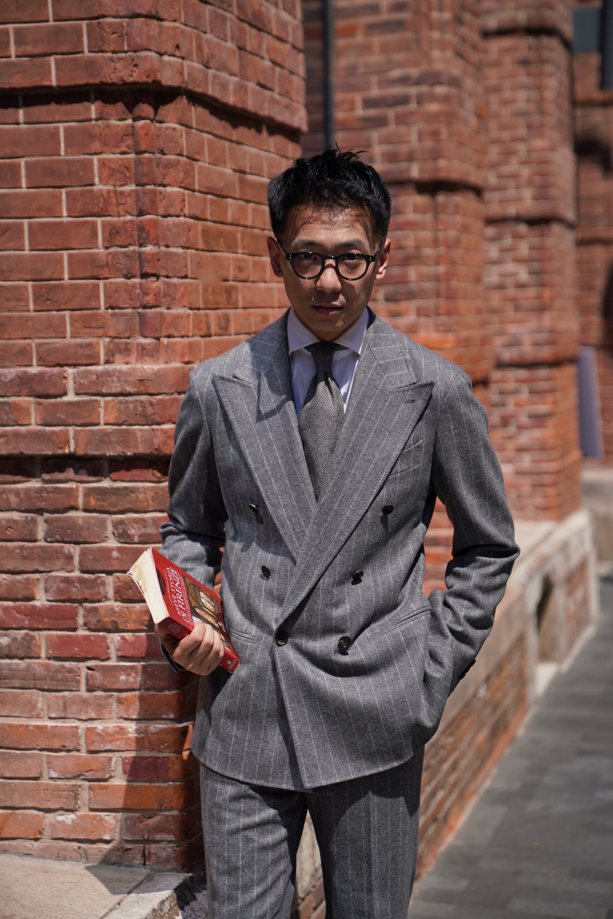 Grey Chalk Stripe Flannel Suit #134