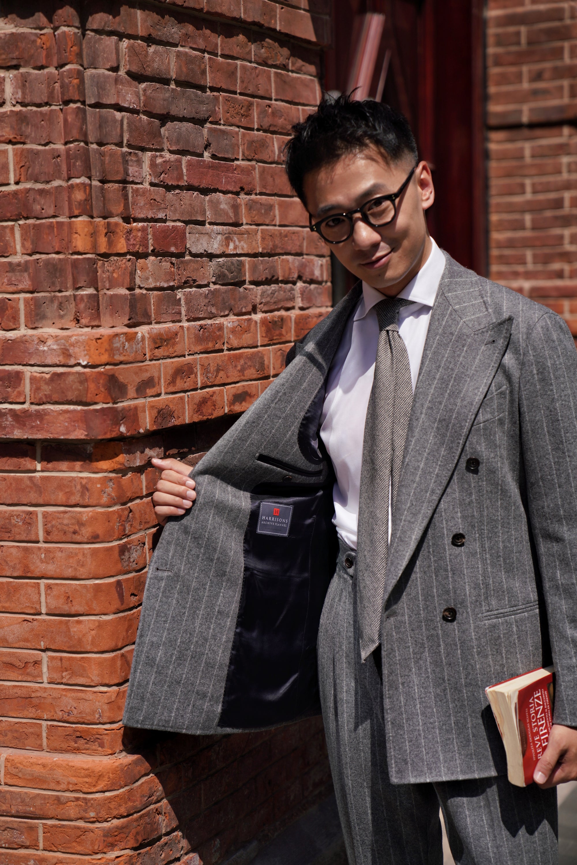 Grey Chalk Stripe Flannel Suit #134