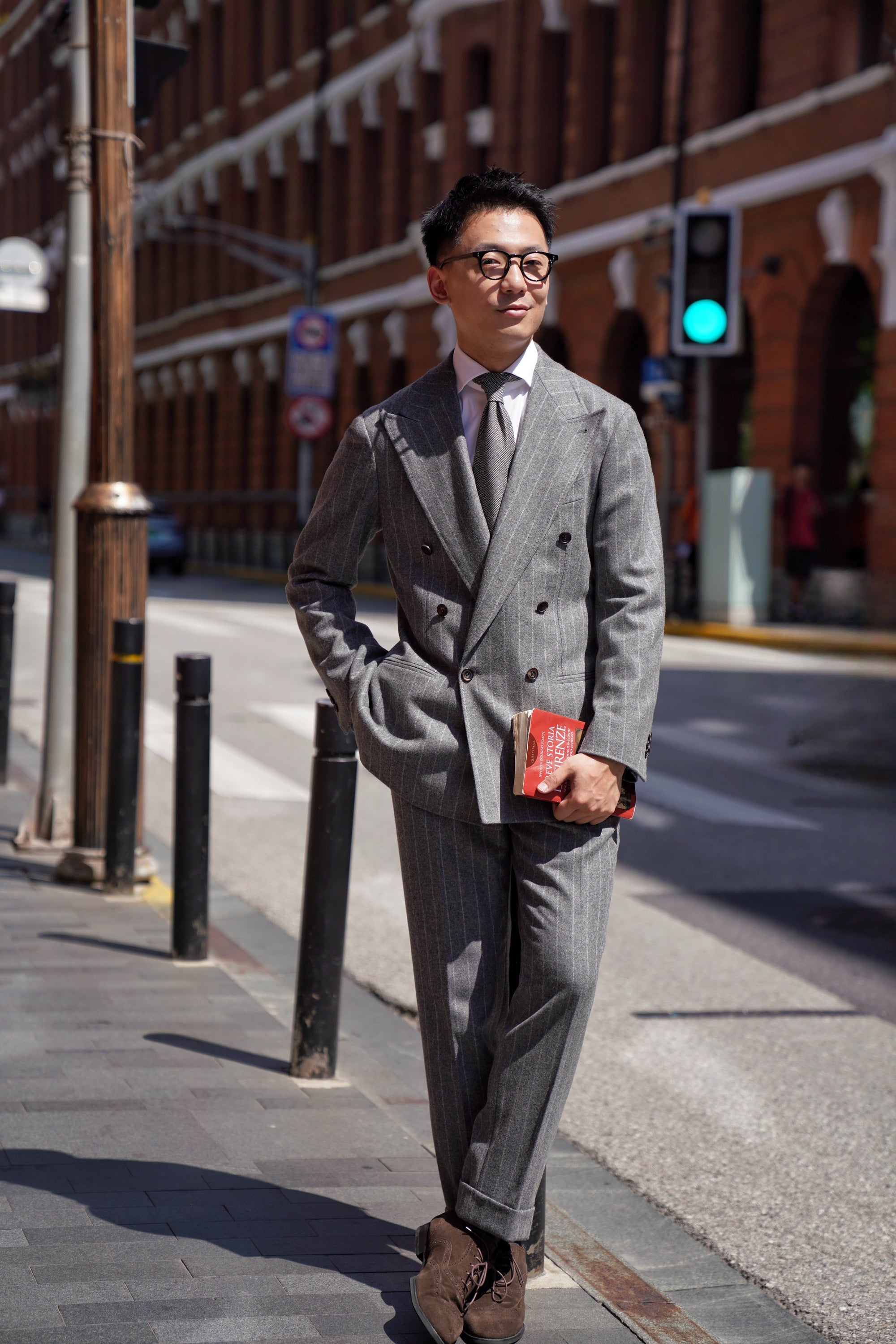 Grey Chalk Stripe Flannel Suit #134