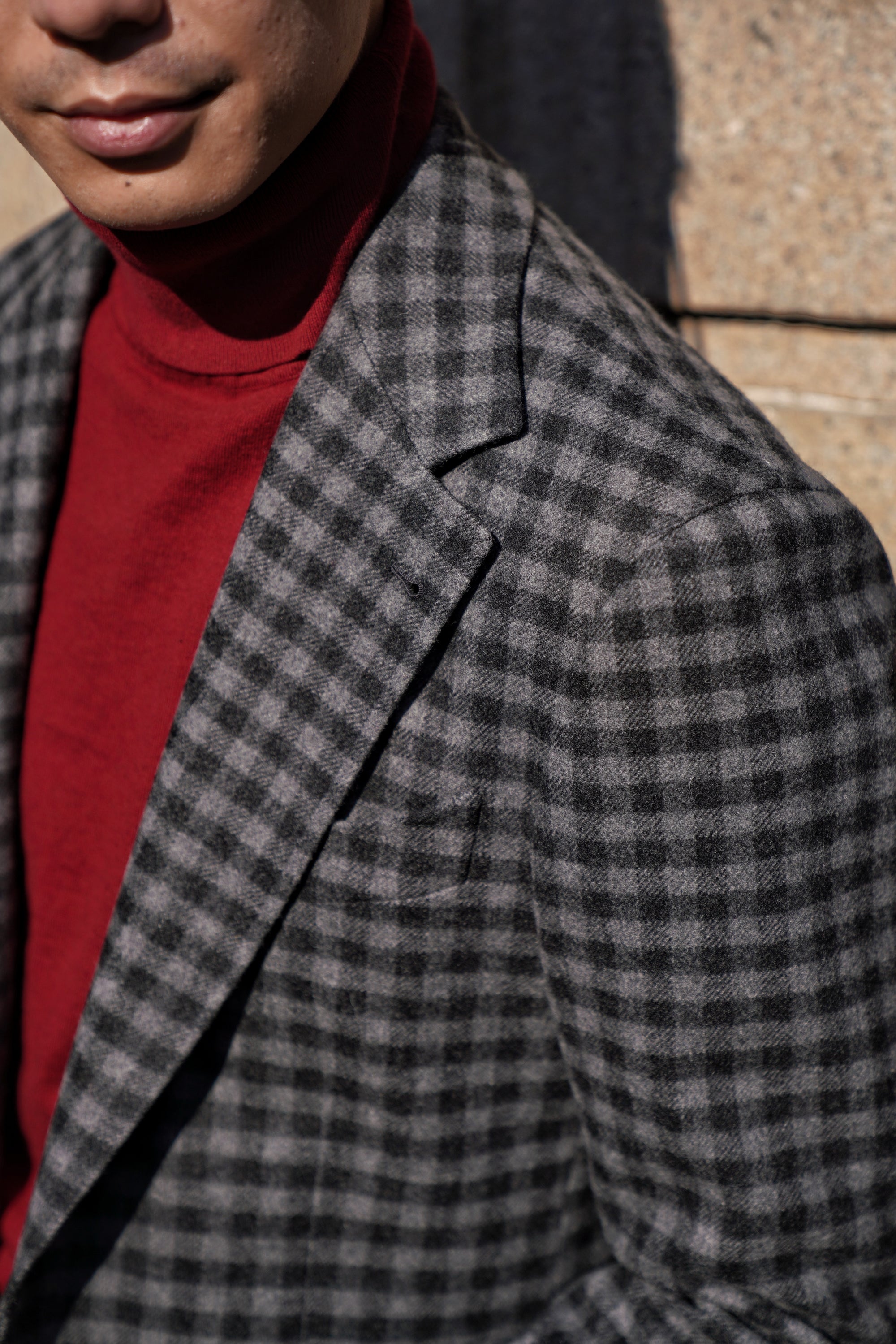 Grey Gingham Check Flannel Jacket #133