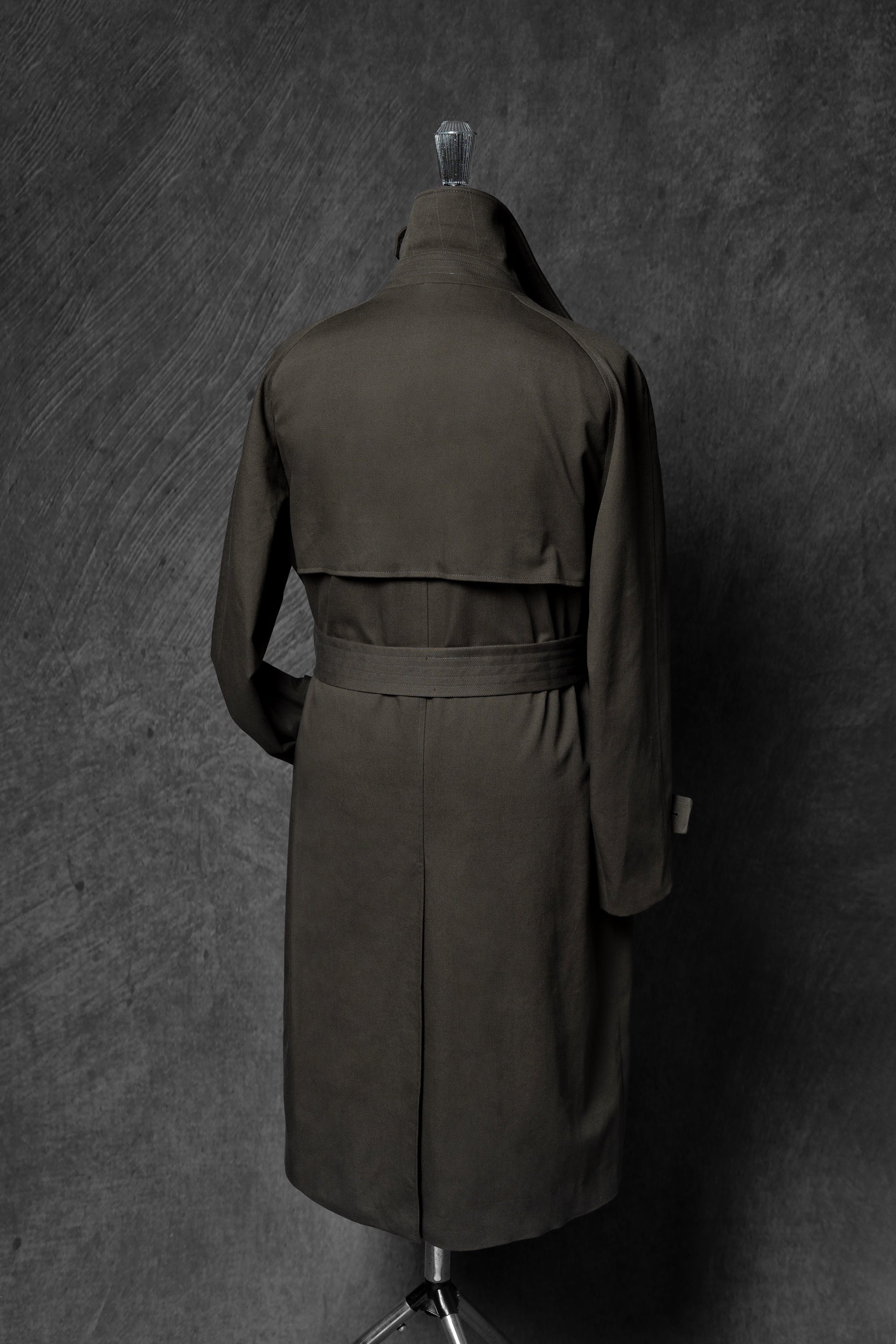 Olive Cotton Whipcord Balmacaan Raincoat #236