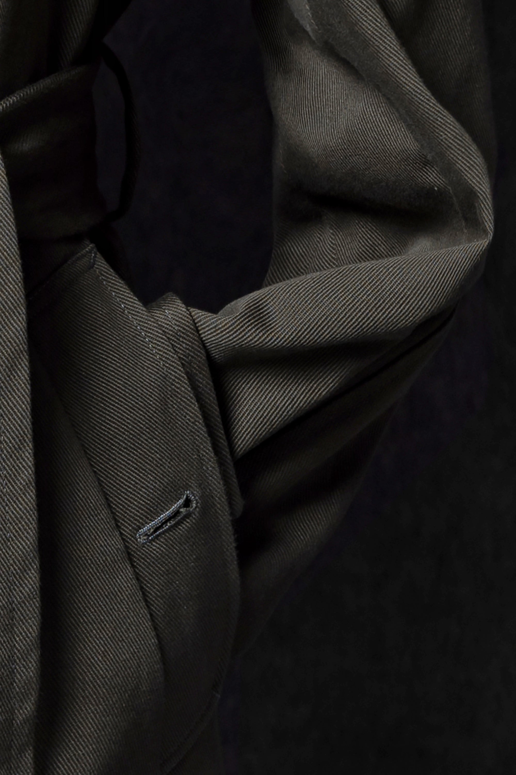 Olive Cotton Whipcord Balmacaan Raincoat #236