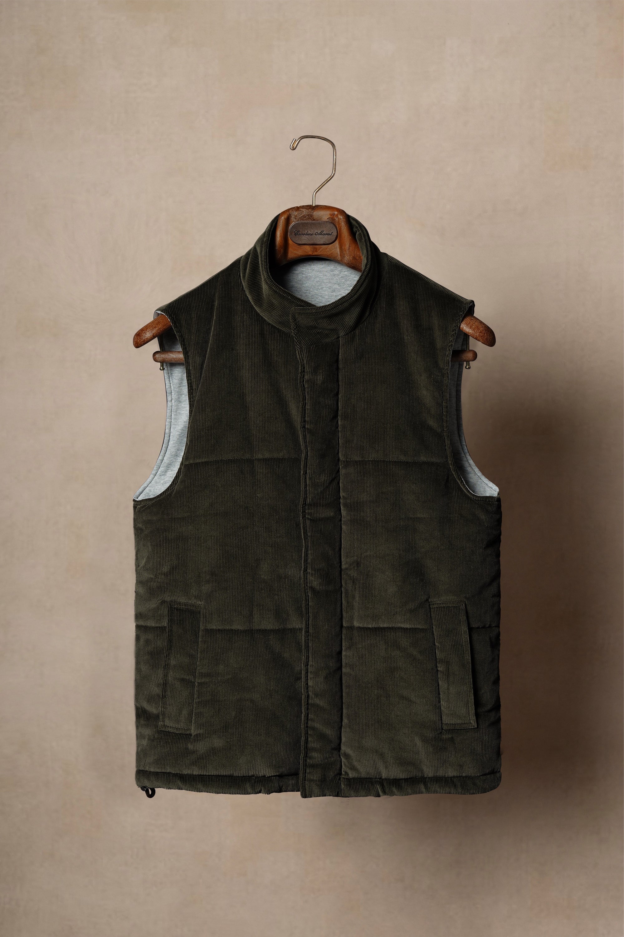 Olive Cotton Corduroy Gilet