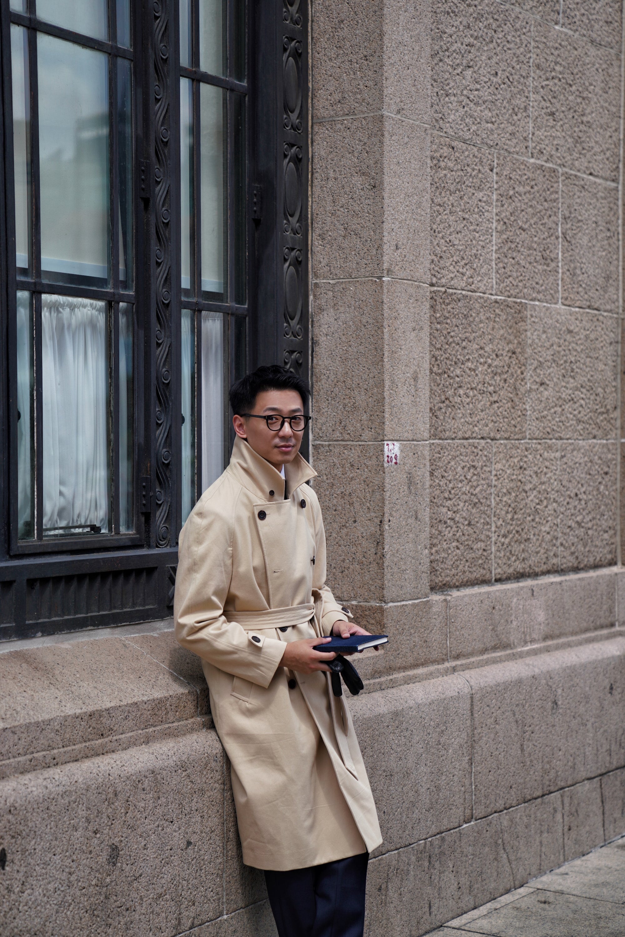 Khaki Cotton Whipcord Balmacaan Raincoat #234