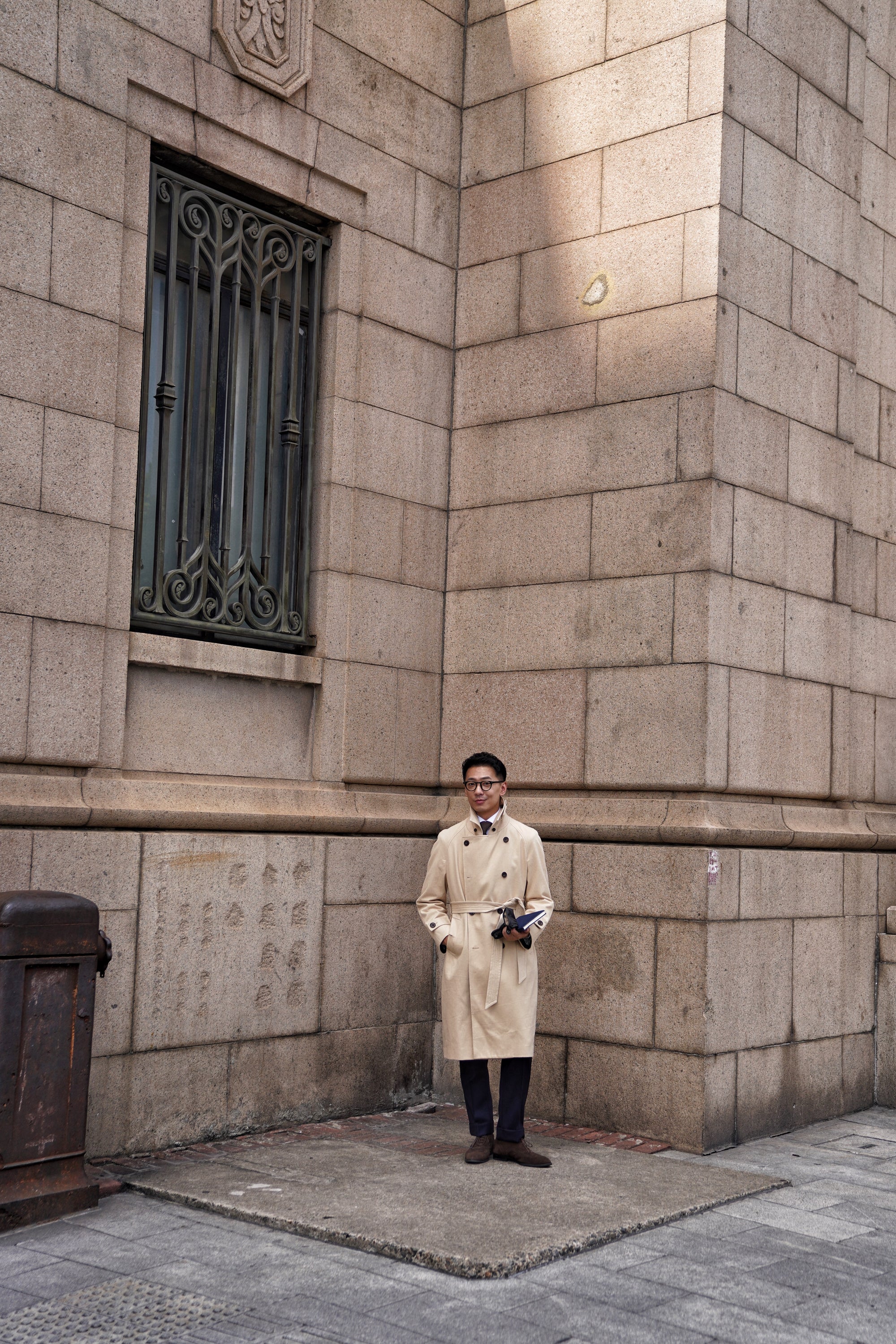 Khaki Cotton Whipcord Balmacaan Raincoat #234