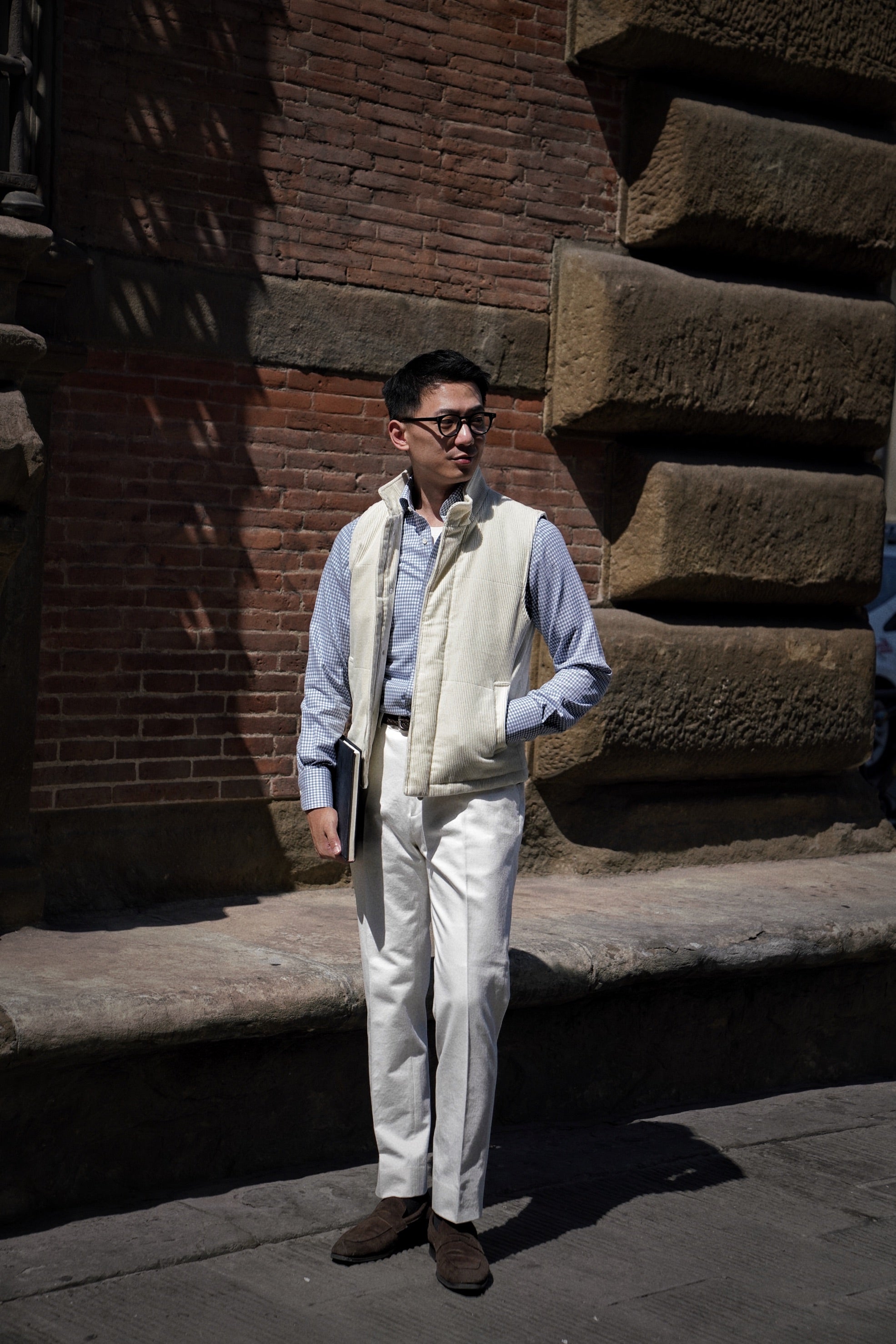 Beige Cotton Corduroy Gilet