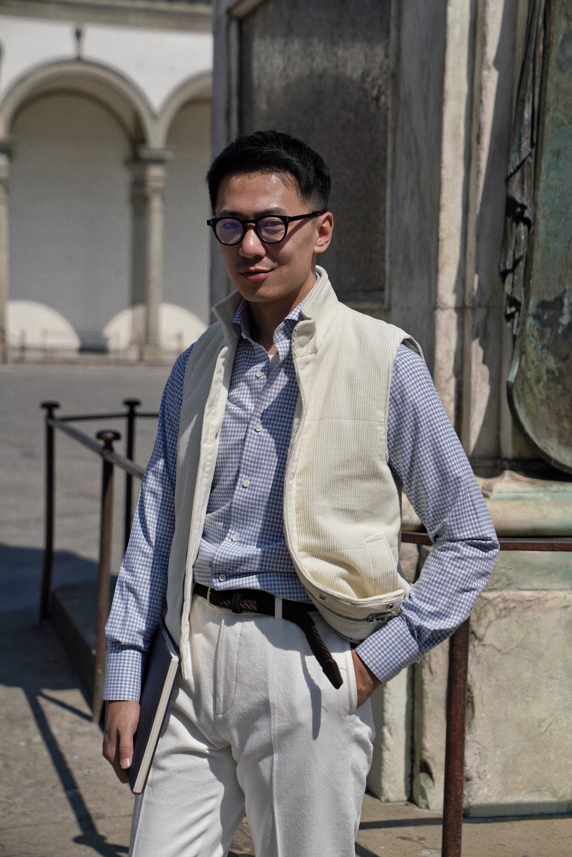 Beige Cotton Corduroy Gilet