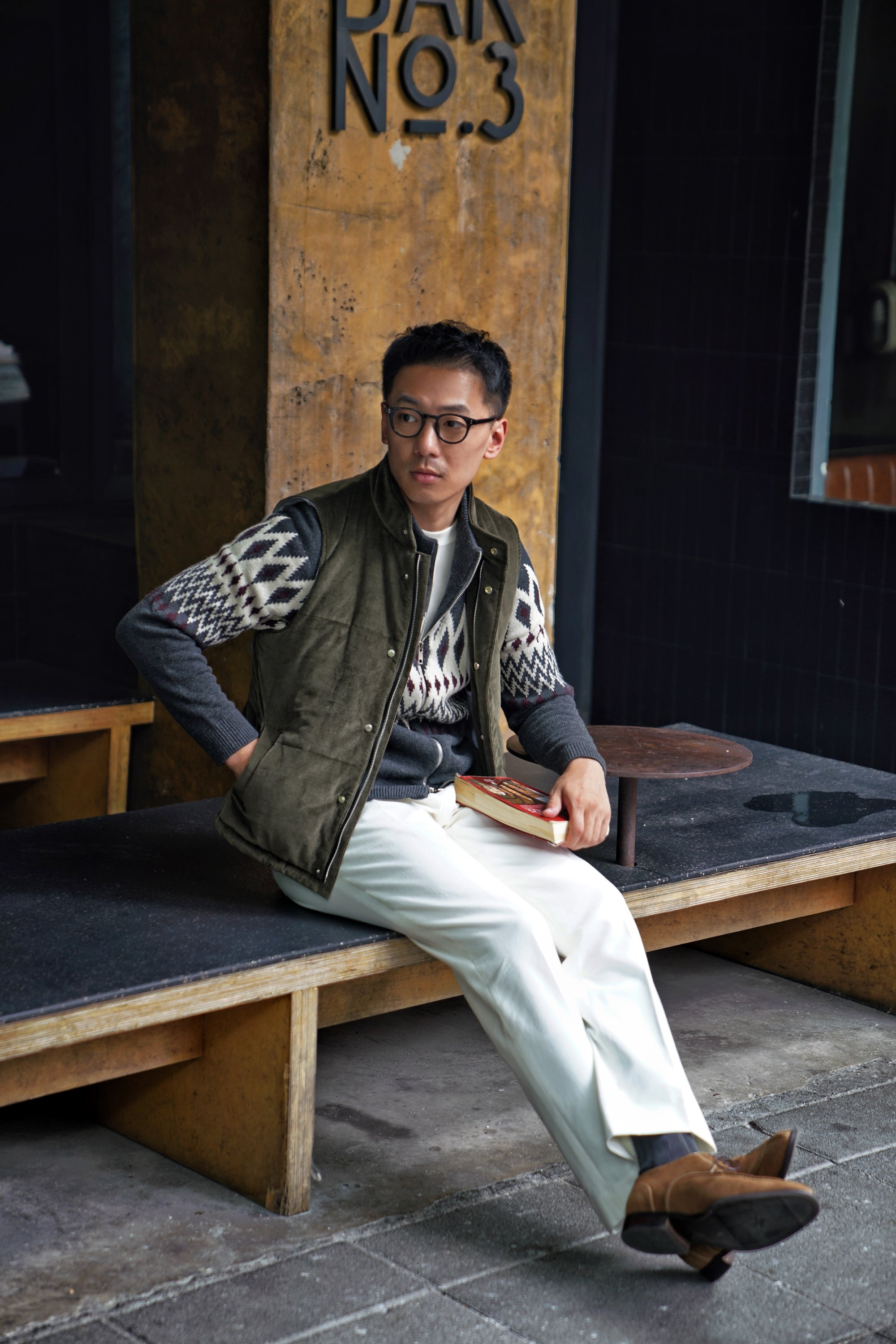 Olive Cotton Corduroy Gilet