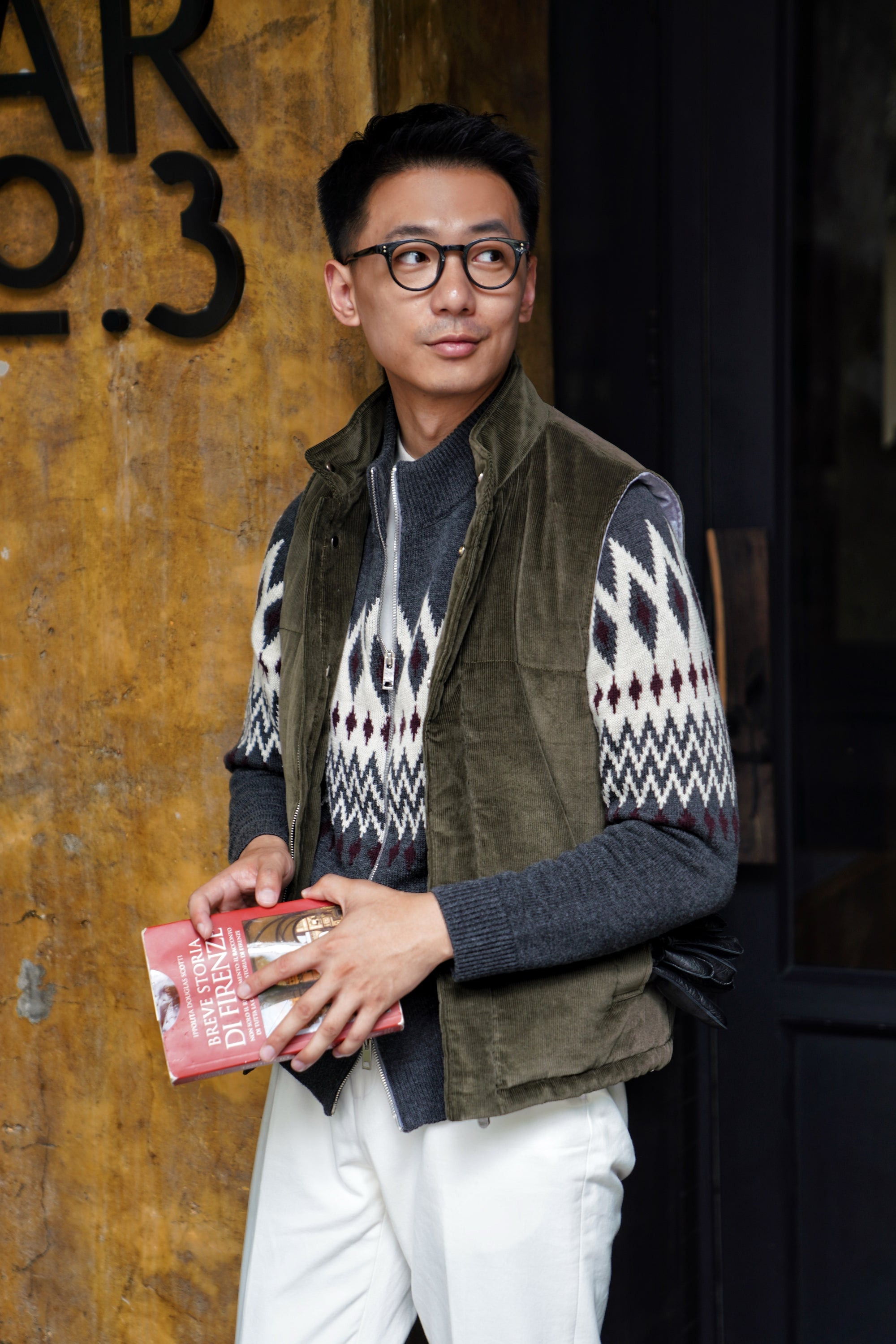 Olive Cotton Corduroy Gilet