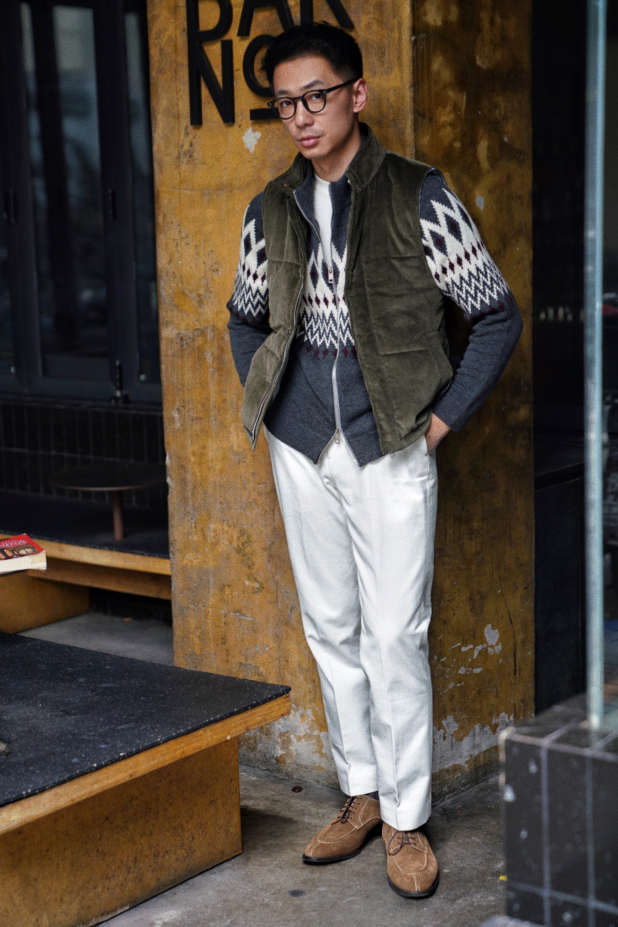 Olive Cotton Corduroy Gilet