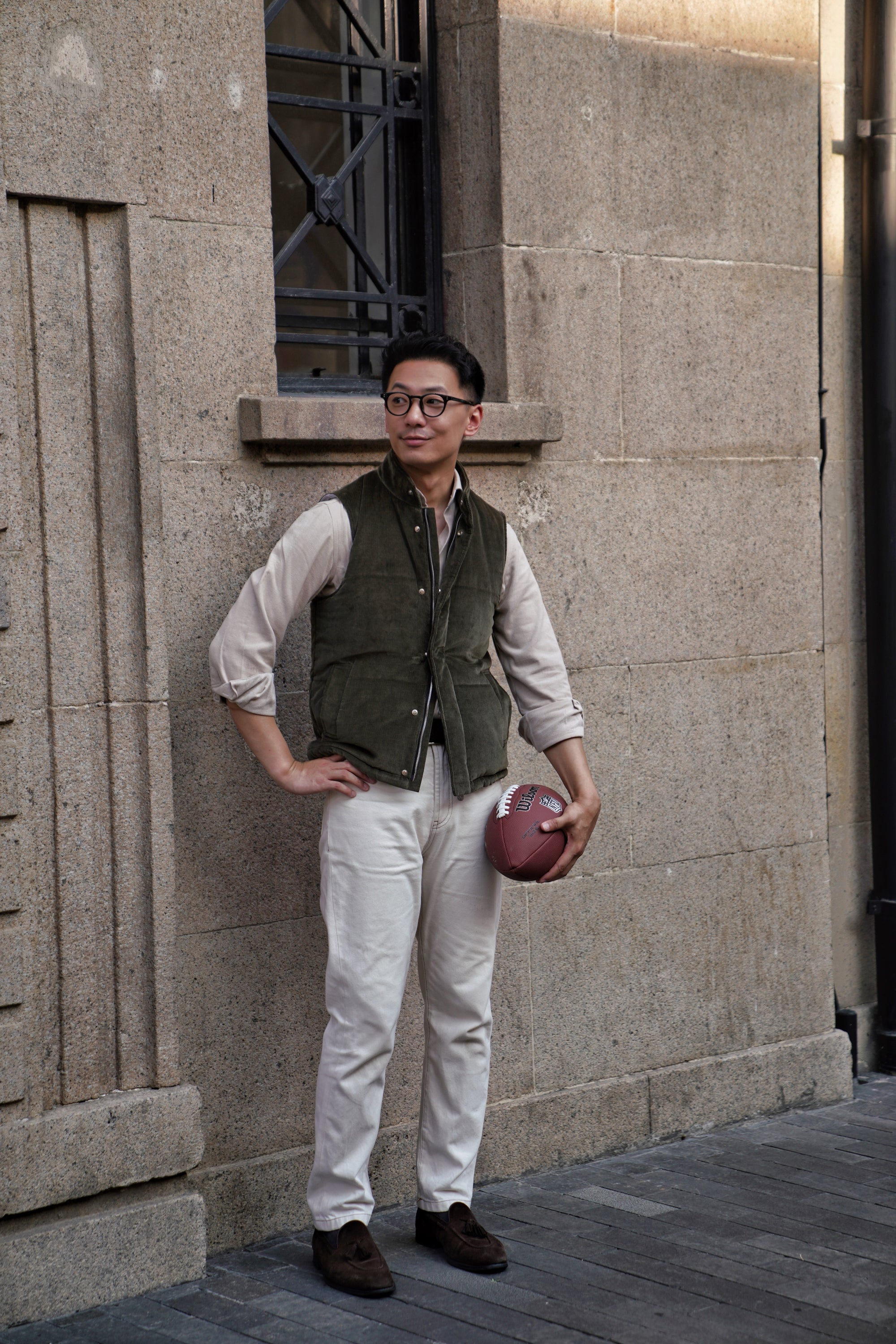 Olive Cotton Corduroy Gilet