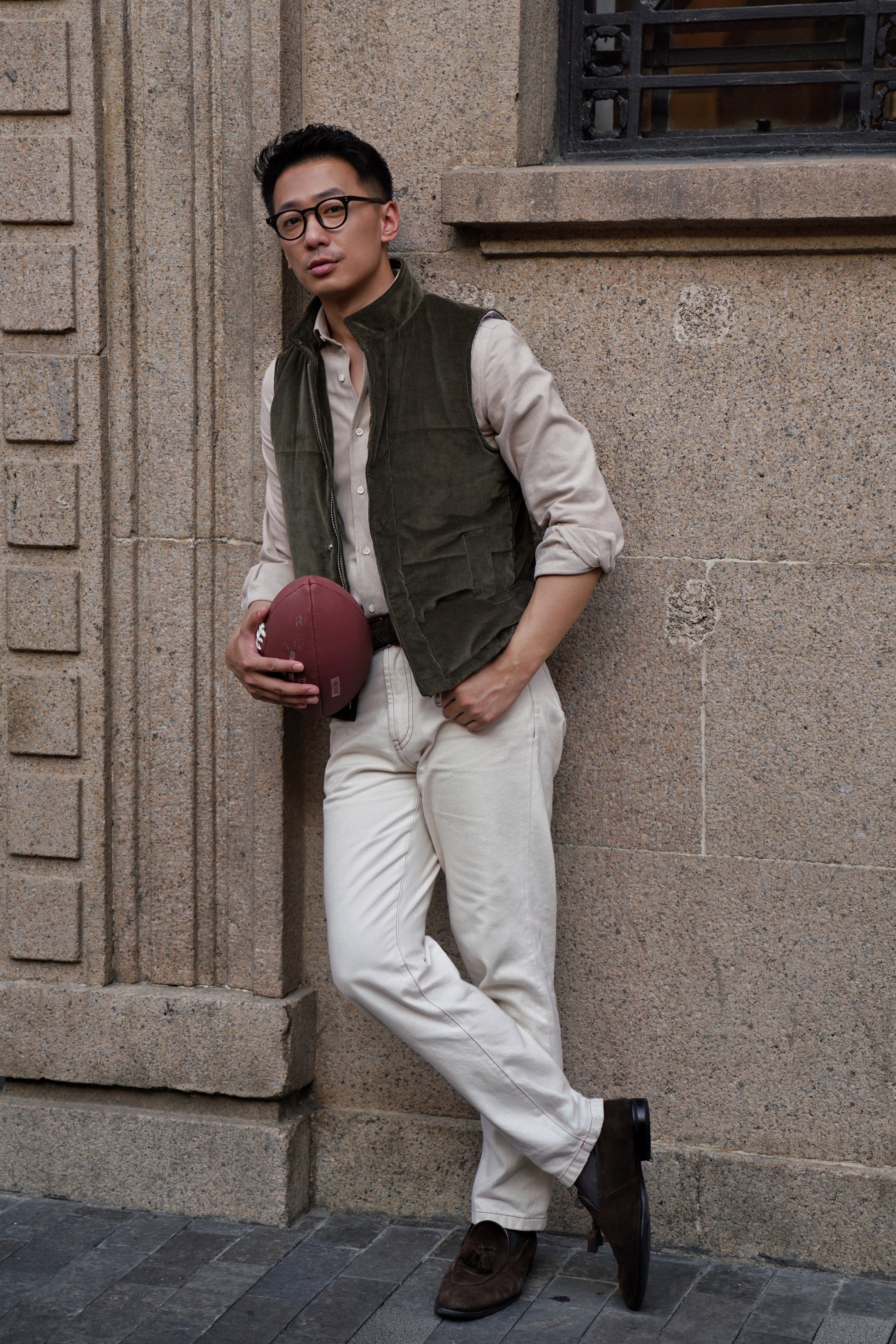 Olive Cotton Corduroy Gilet