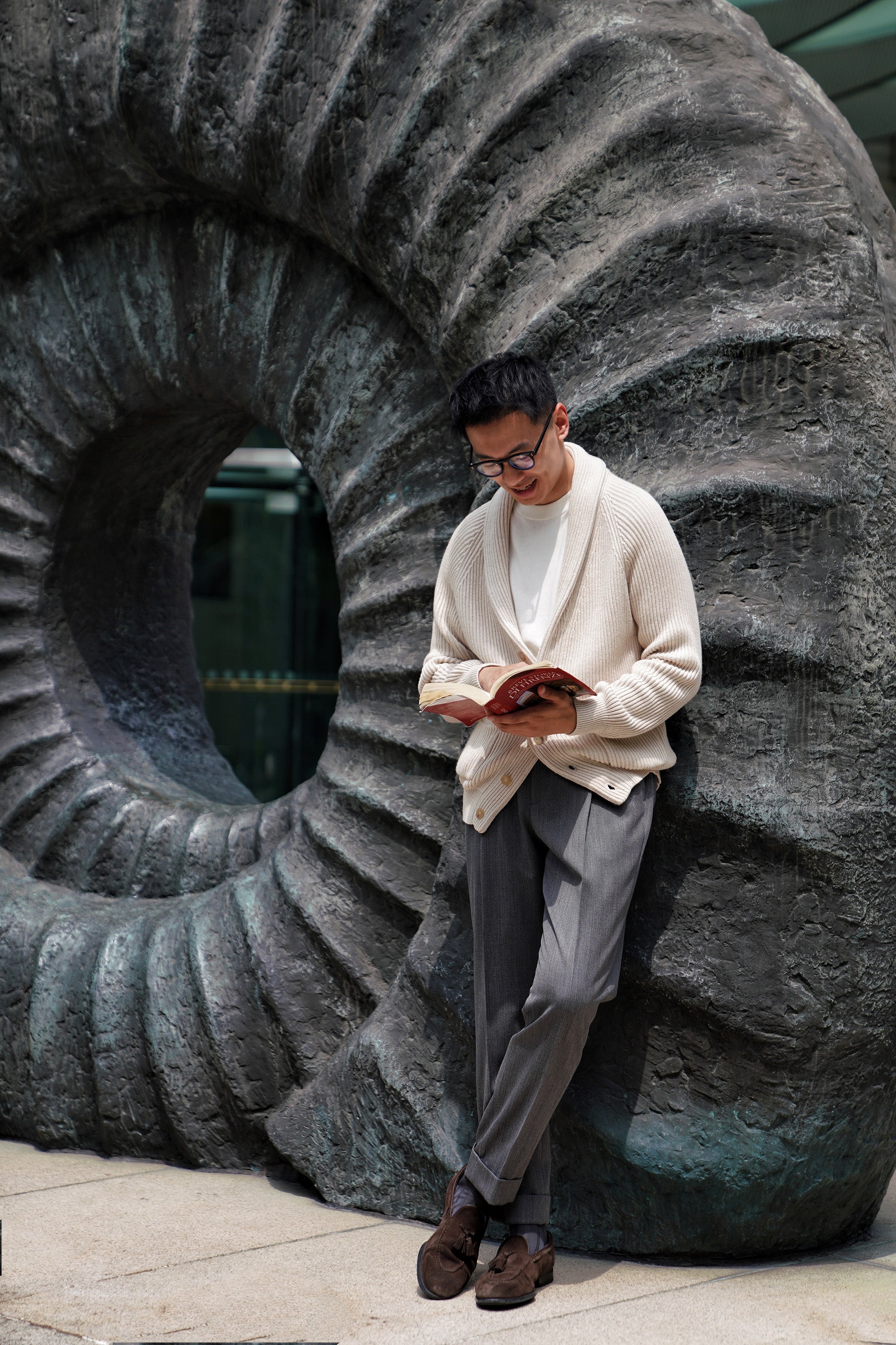 Mid Grey Cavalry Twill Wool Trousers