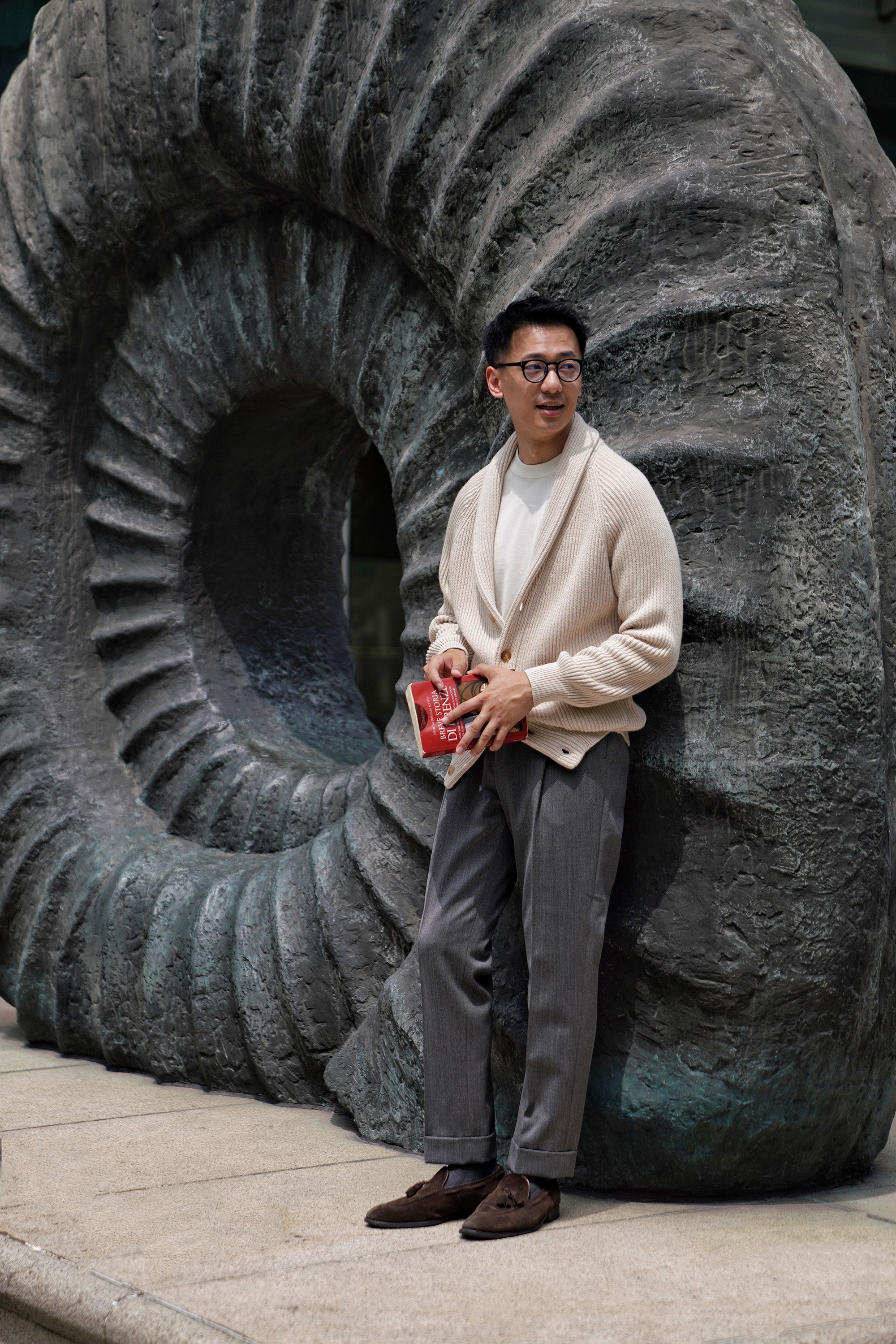 Mid Grey Cavalry Twill Wool Trousers