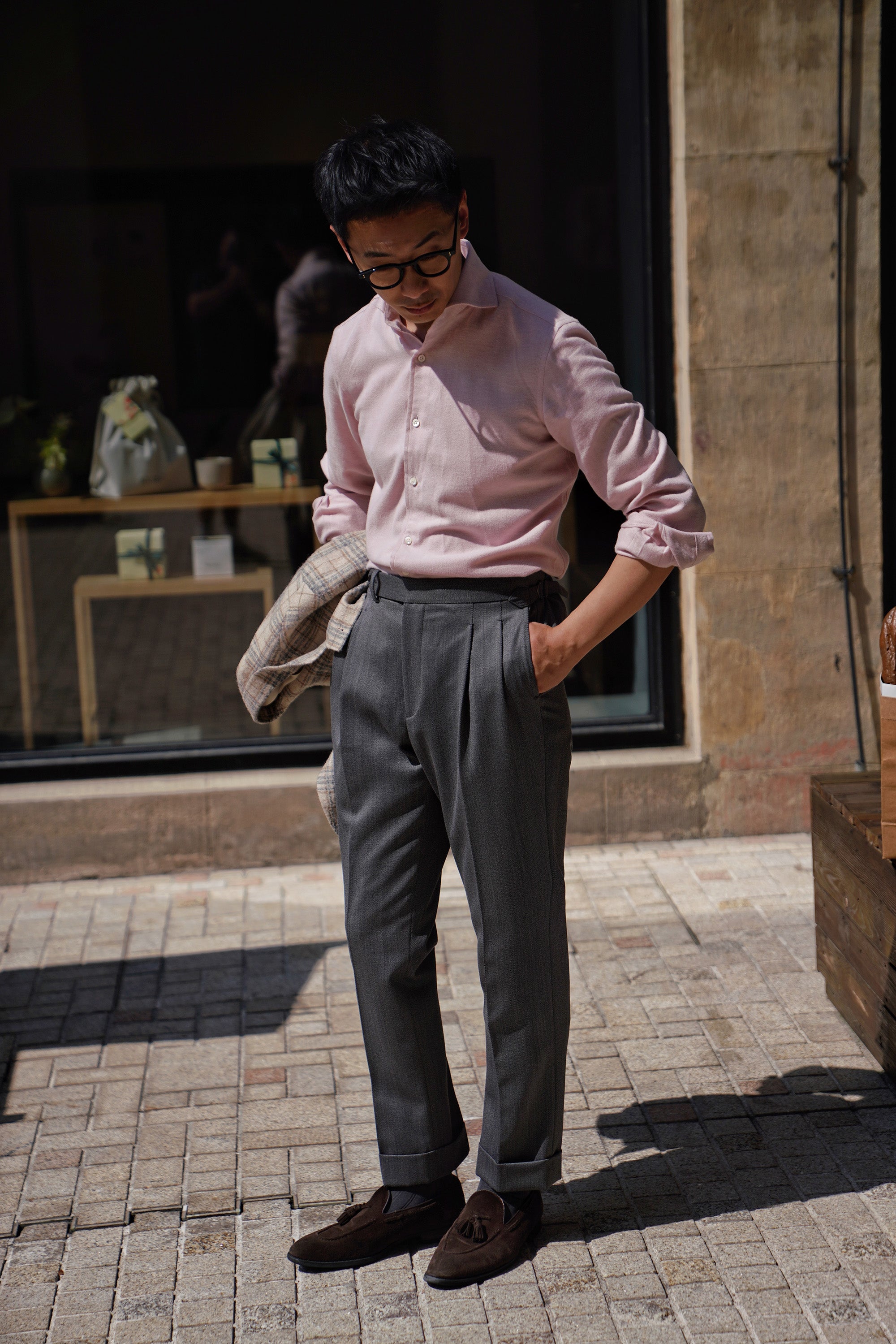Mid Grey Cavalry Twill Wool Trousers