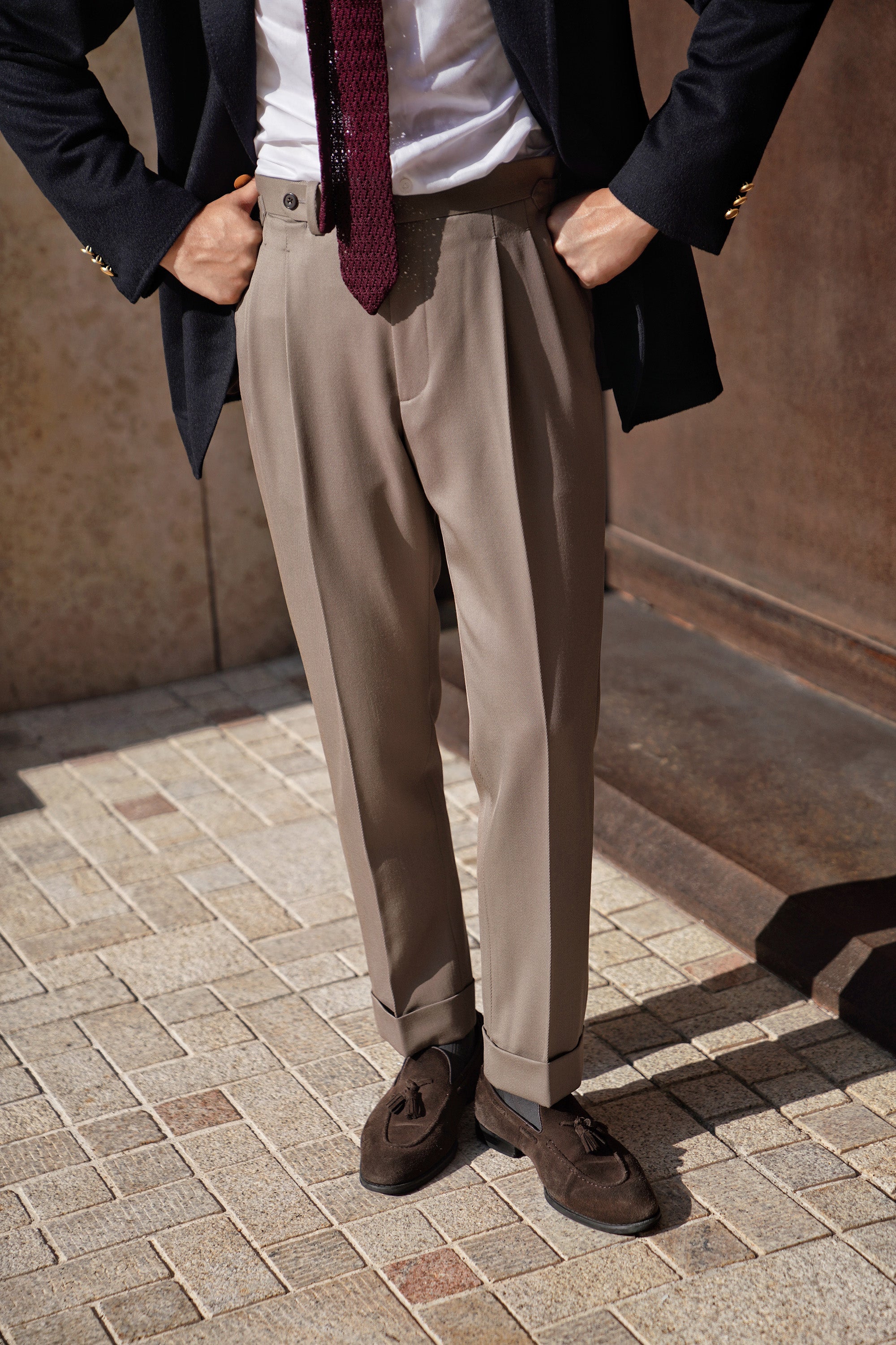 Dark Khaki Cavalry Twill Wool Trousers