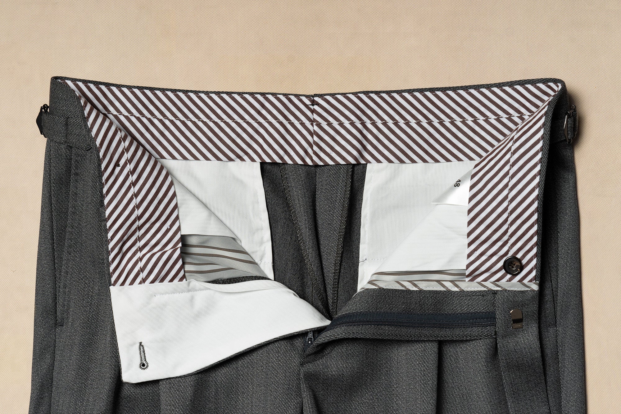 Mid Grey Cavalry Twill Wool Trousers