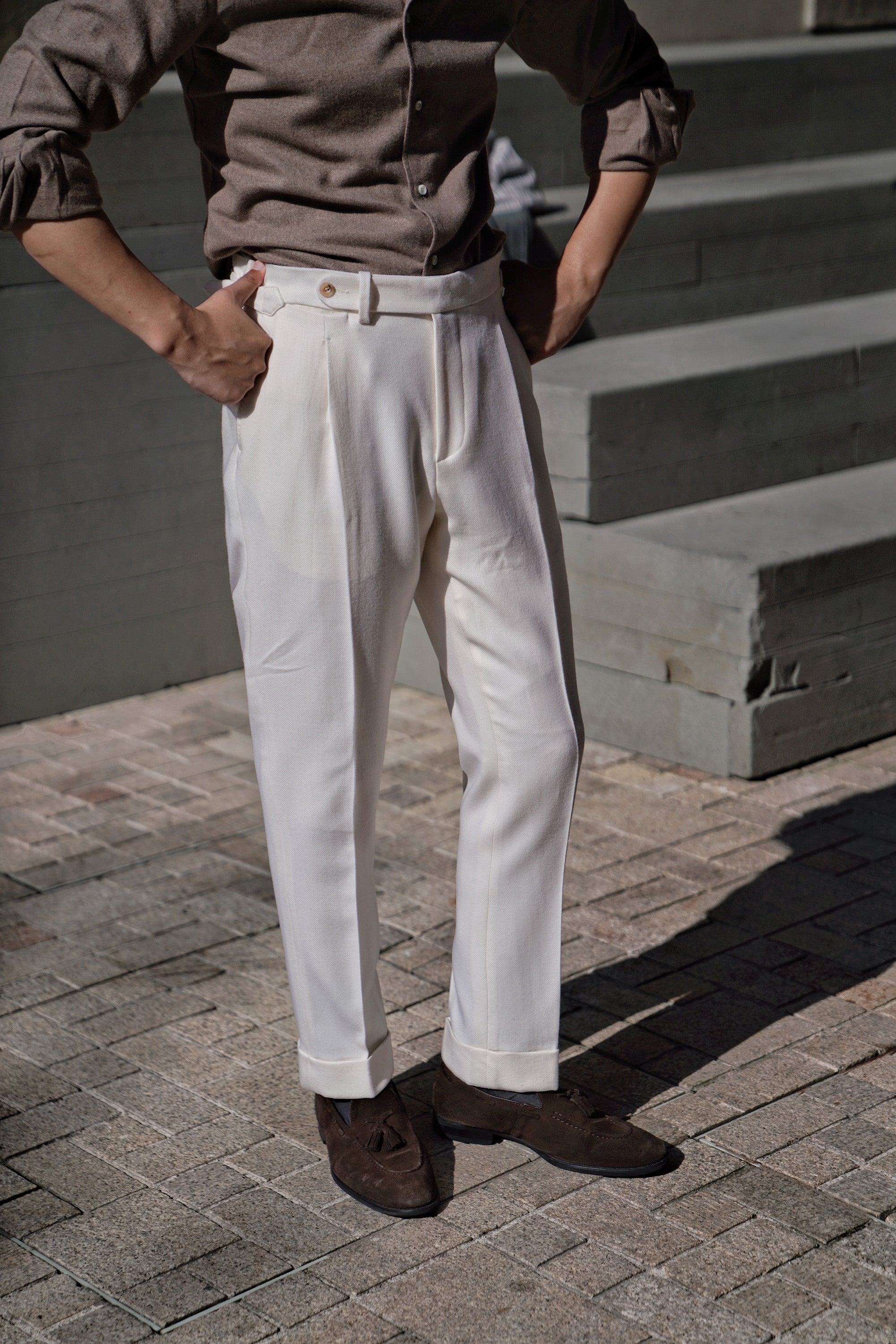 Ivory Heavy Weight Twill Trousers
