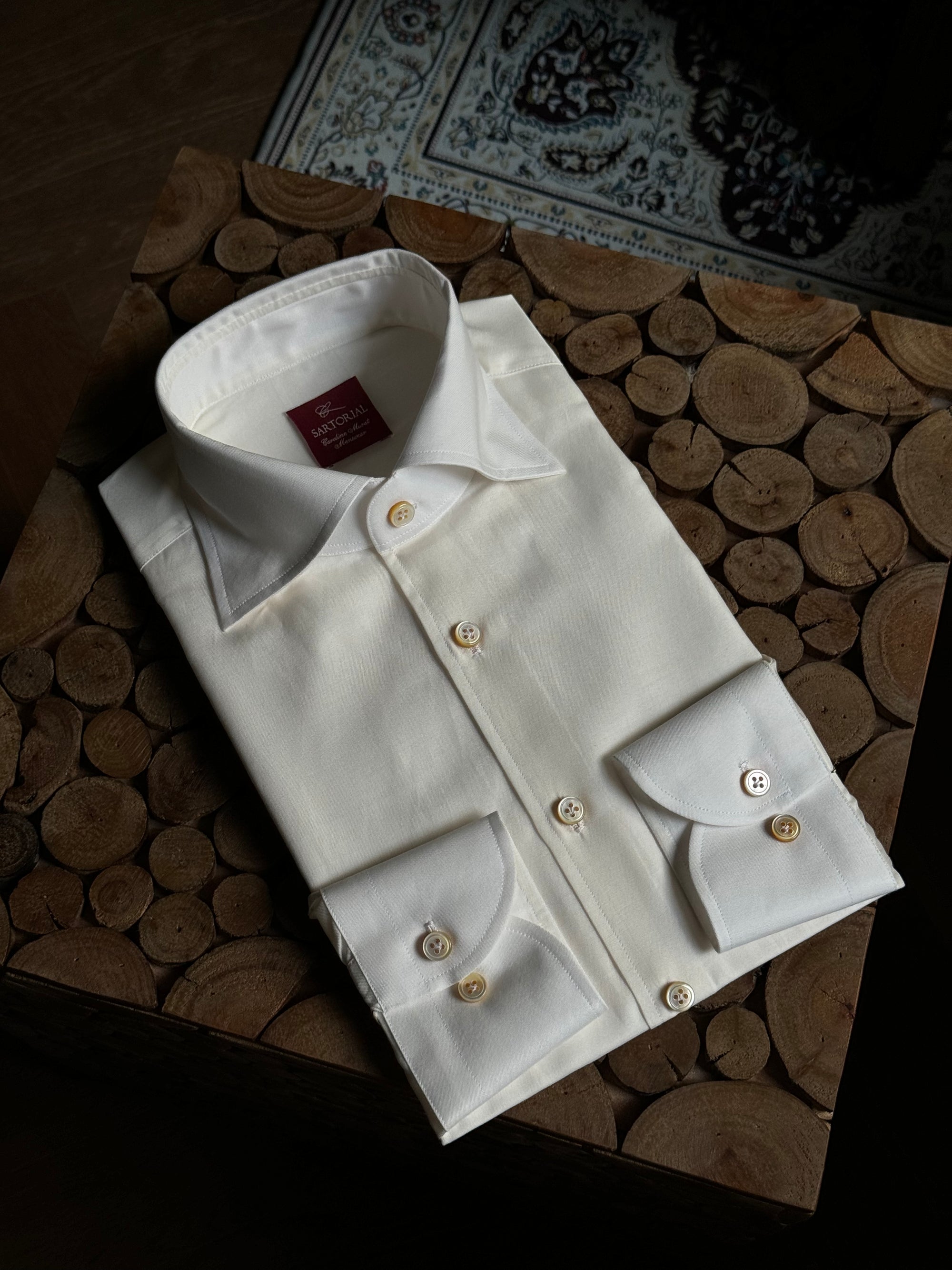MTO Beige Silk Cotton Blending Shirt