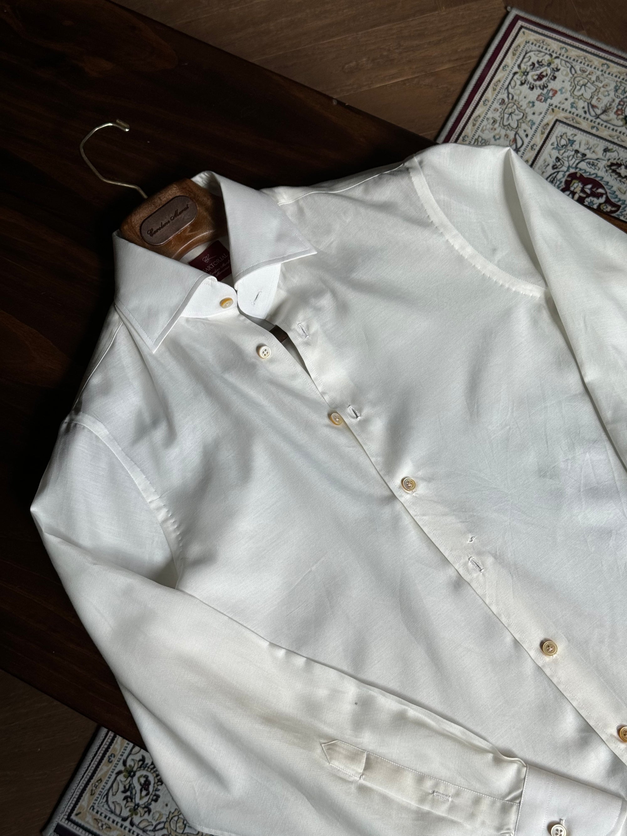 MTO Beige Silk Cotton Blending Shirt