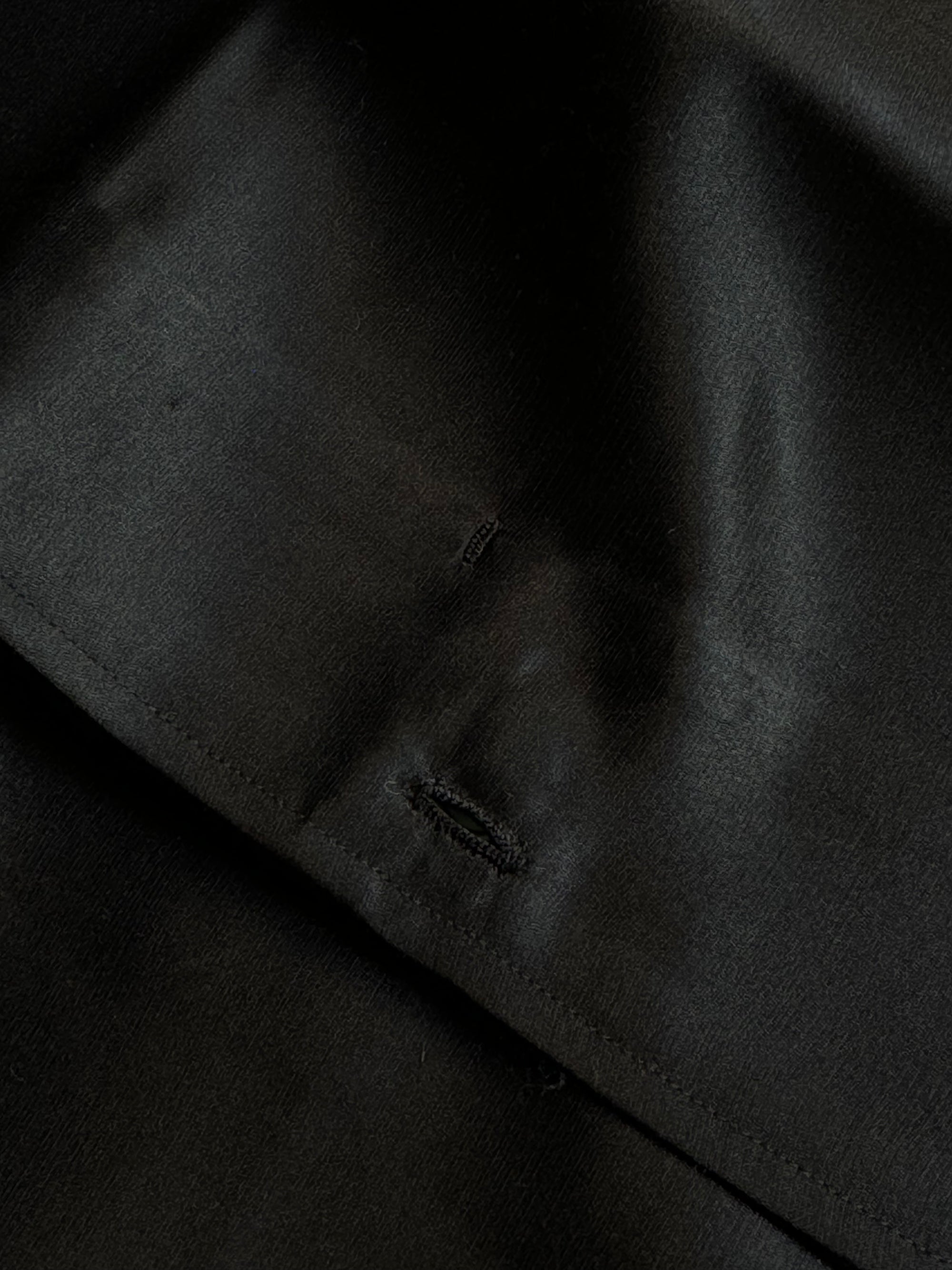 MTO Hand-stitched Black One Piece Collar Silk Shirt
