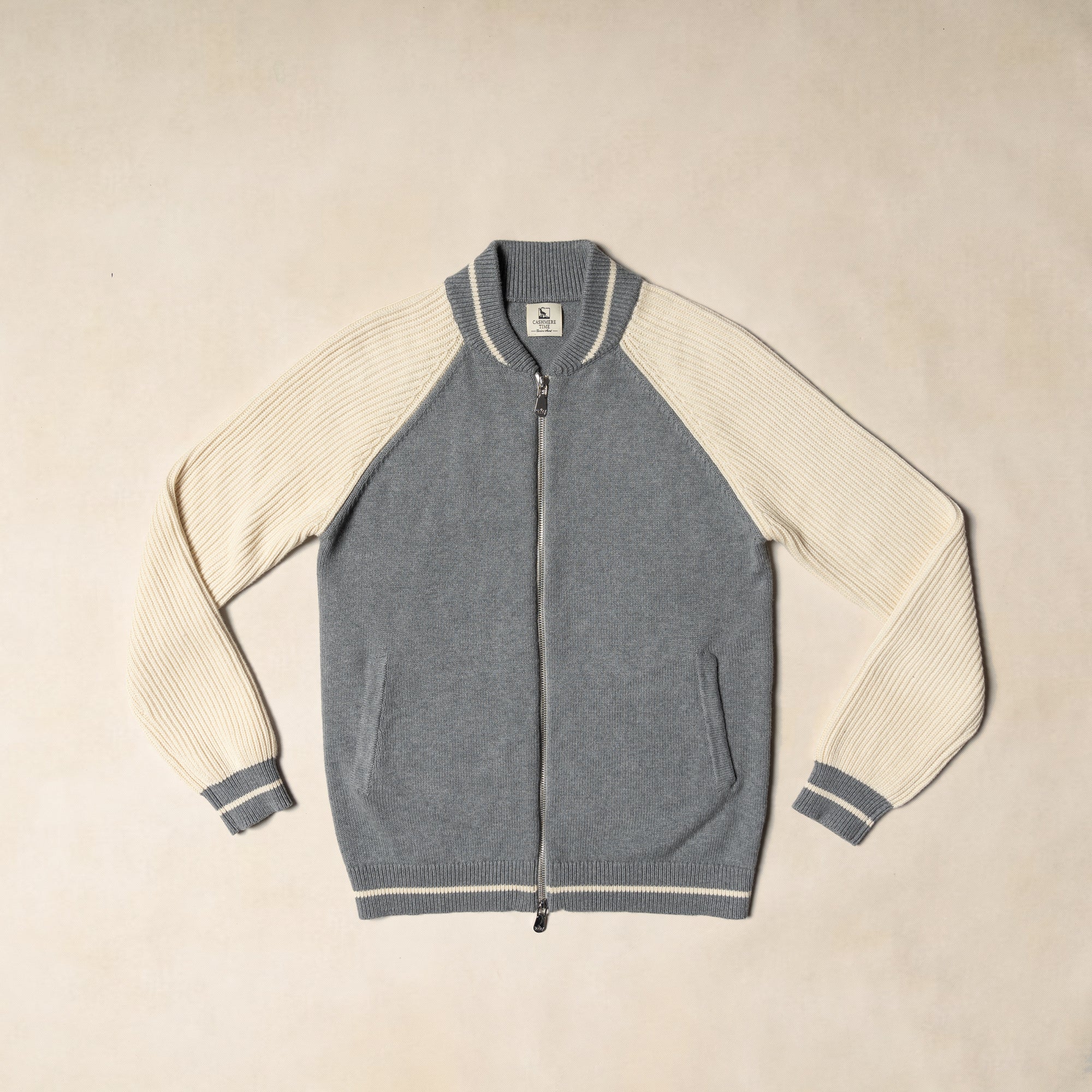 Elegant Grey Knitted Bomber Jacket