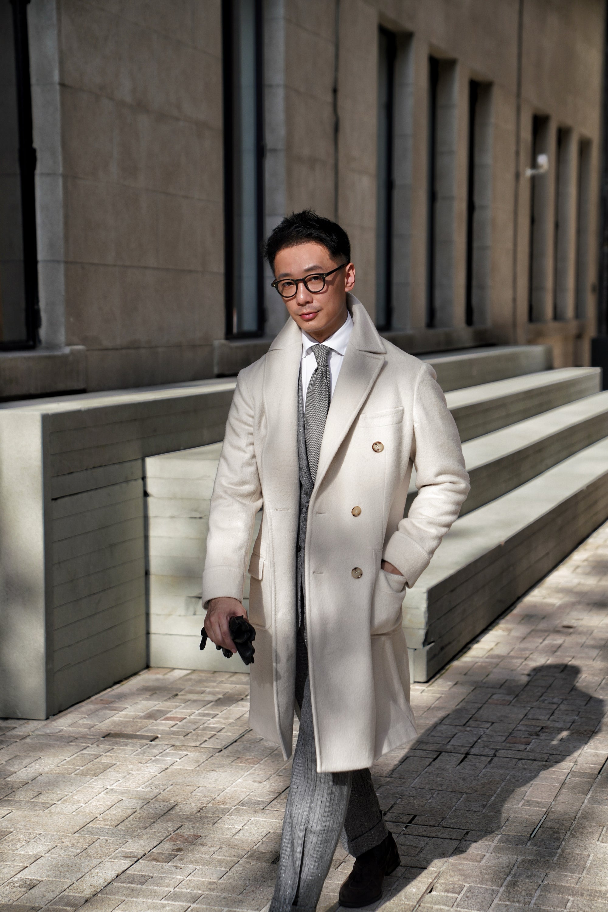 Beige Wool Ulster Polo Coat