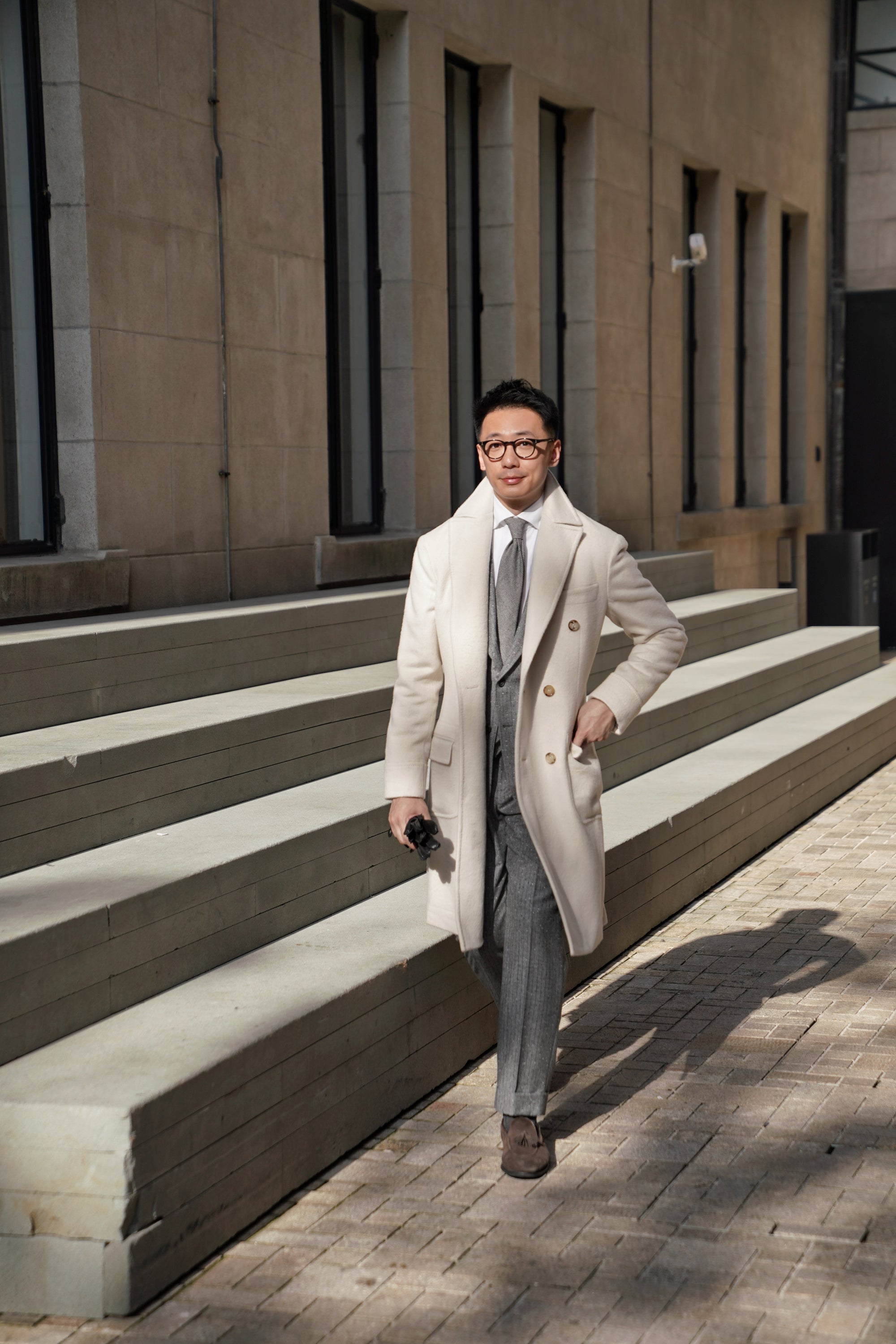Beige Wool Ulster Polo Coat