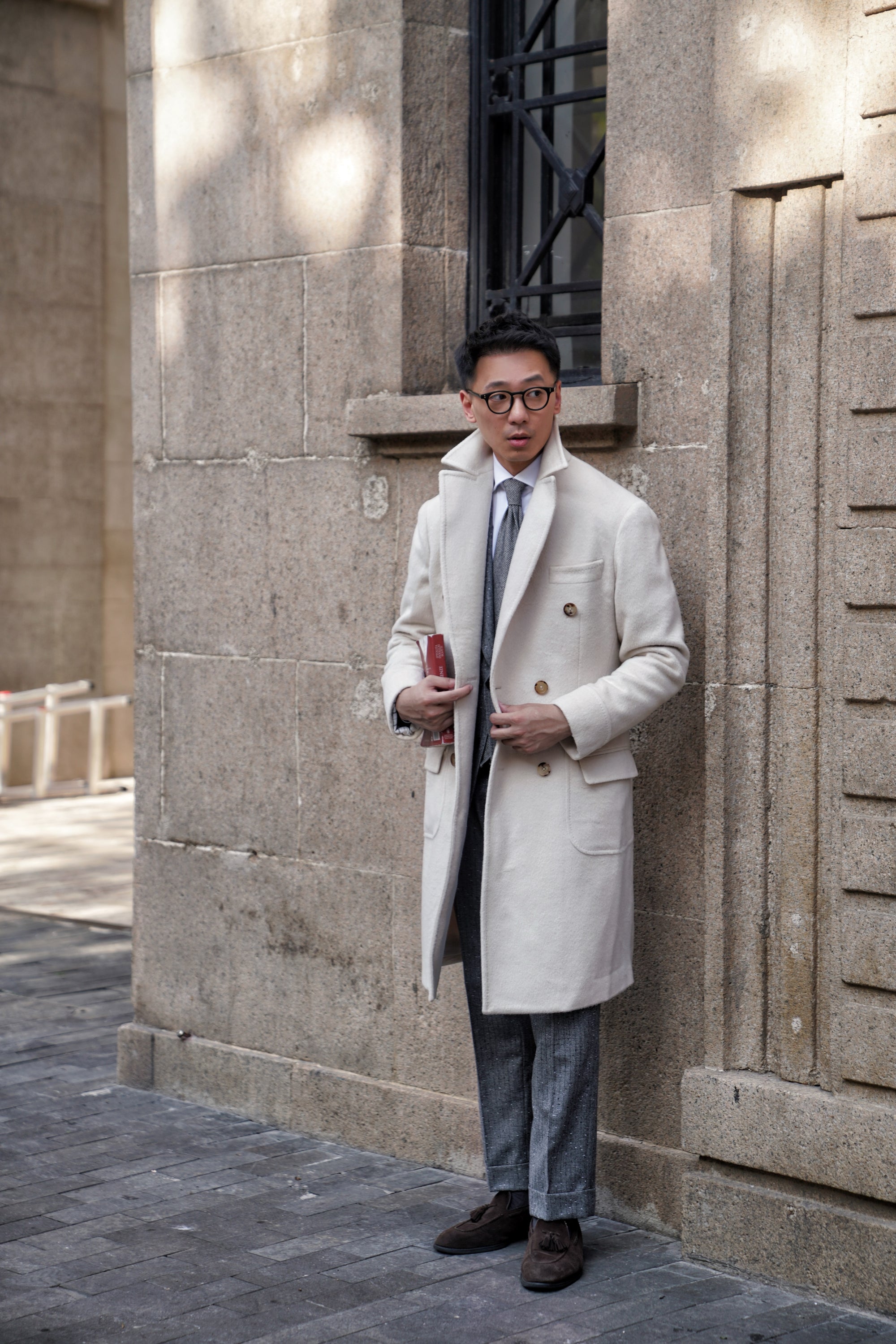 Beige Wool Ulster Polo Coat