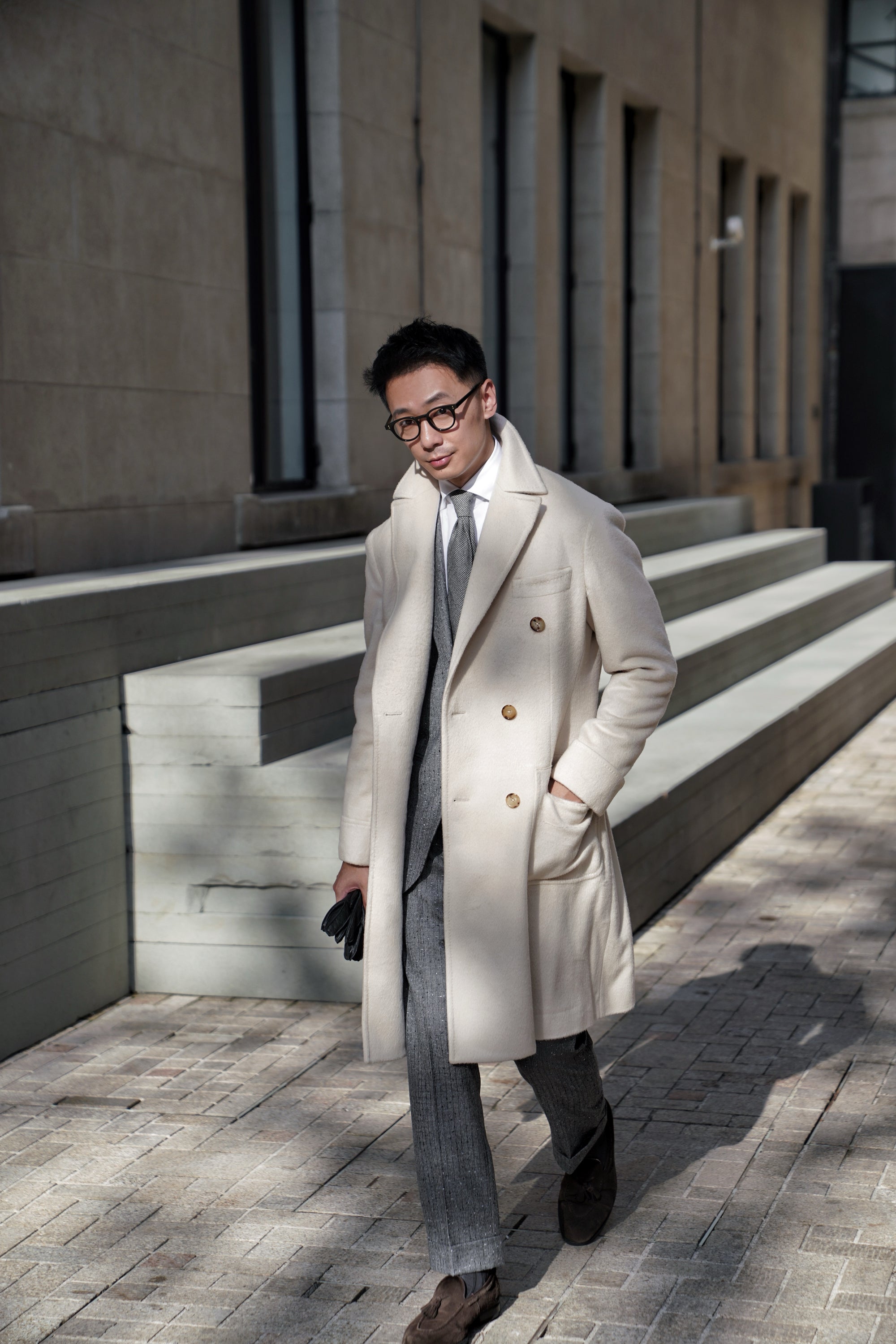 Beige Wool Ulster Polo Coat