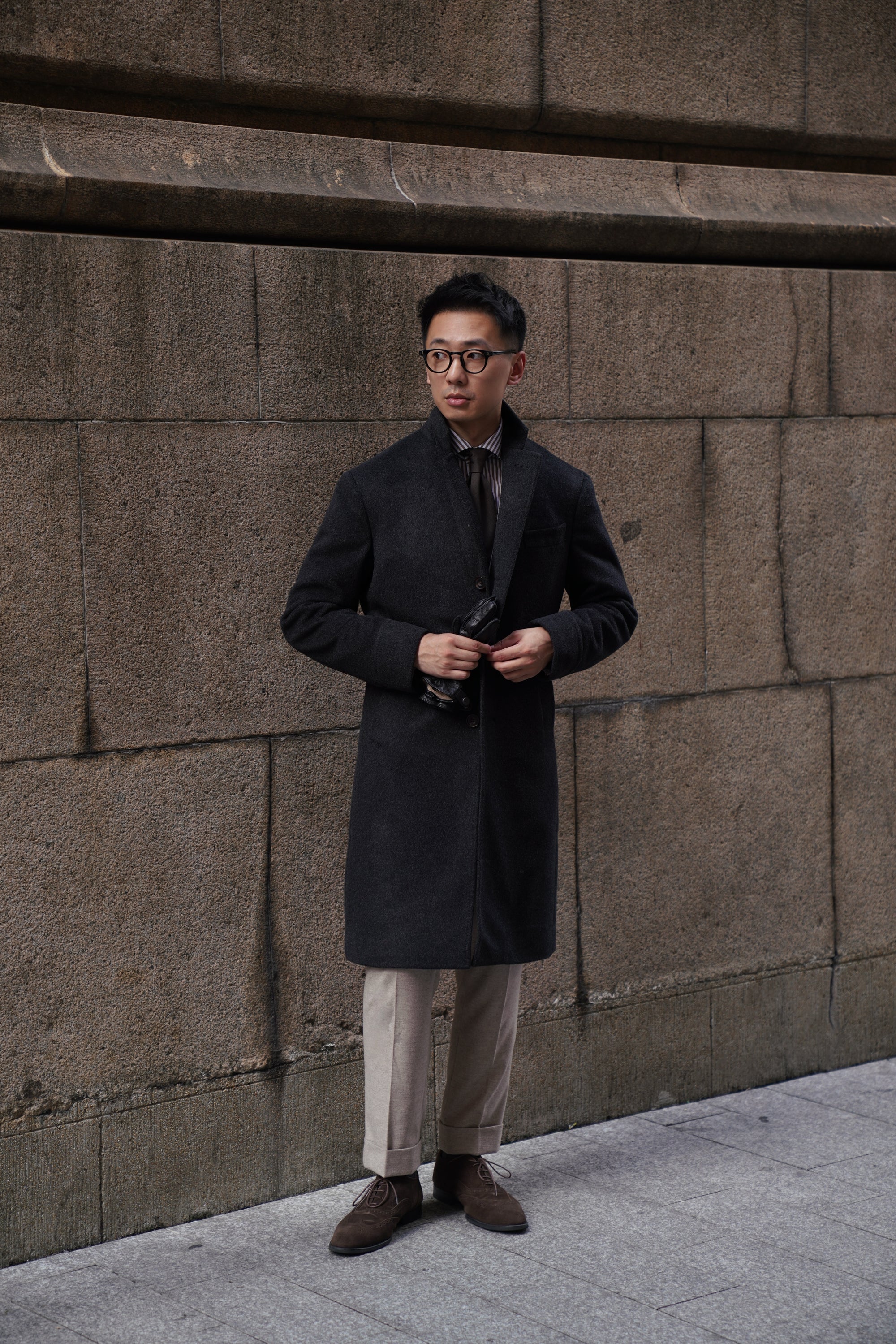 Black Wool Chesterfield Coat
