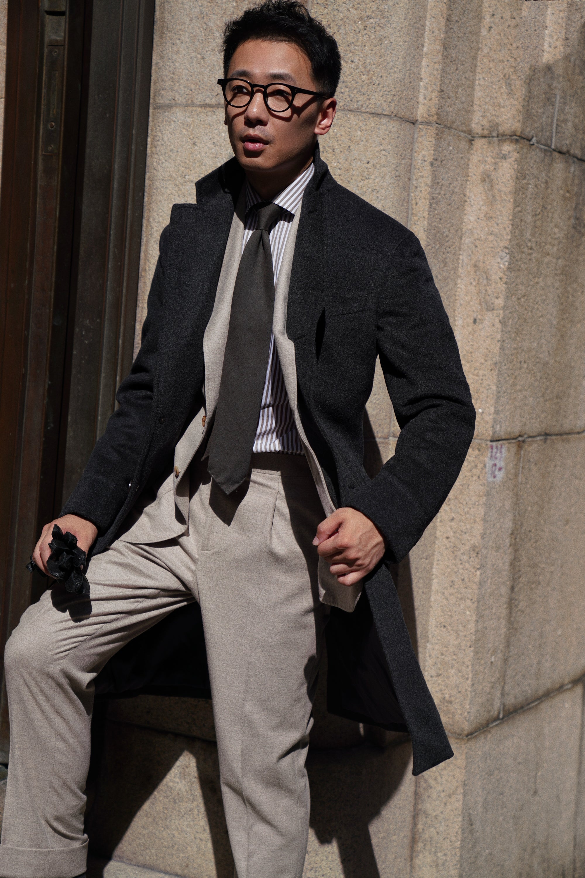 Black Wool Chesterfield Coat