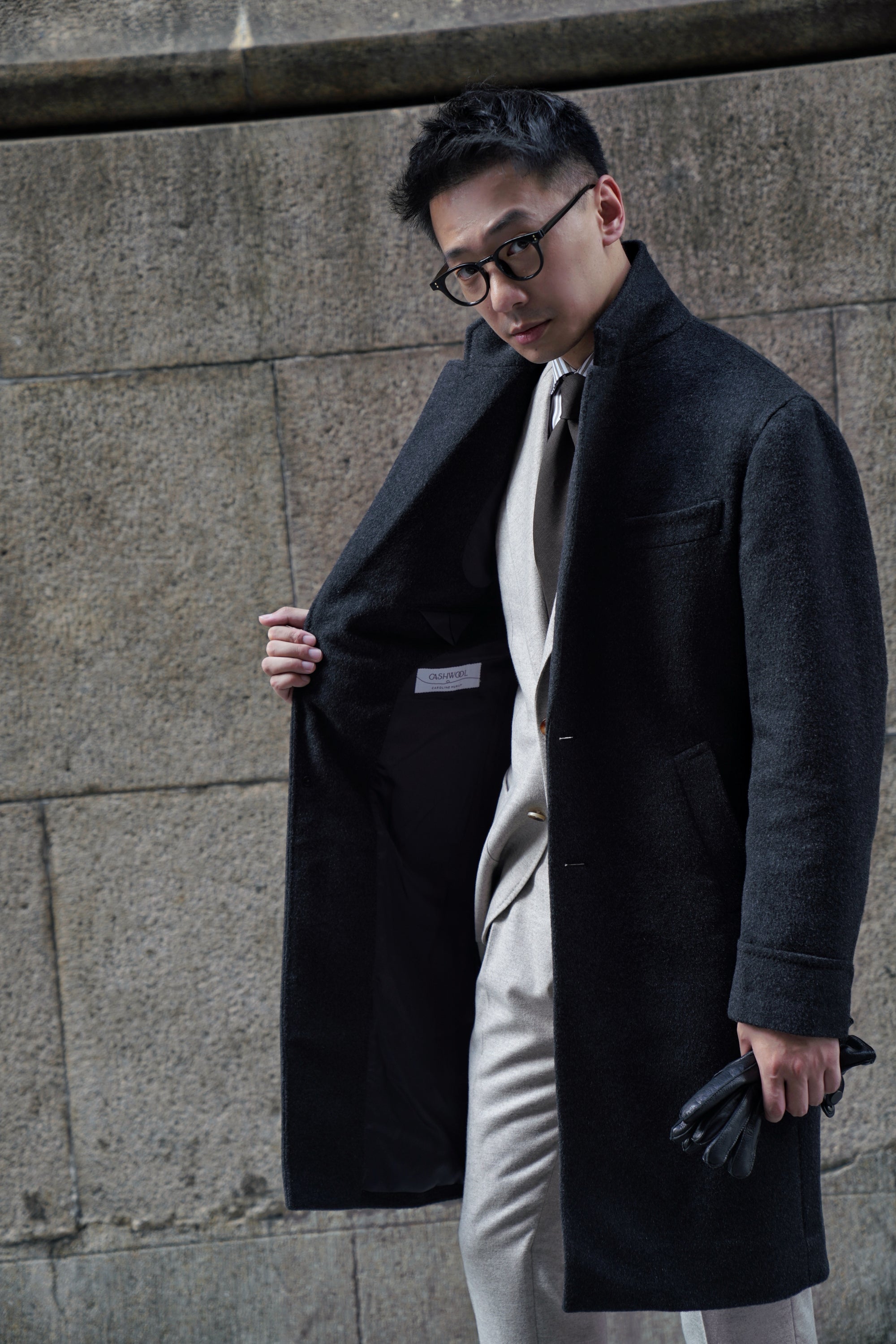 Black Wool Chesterfield Coat