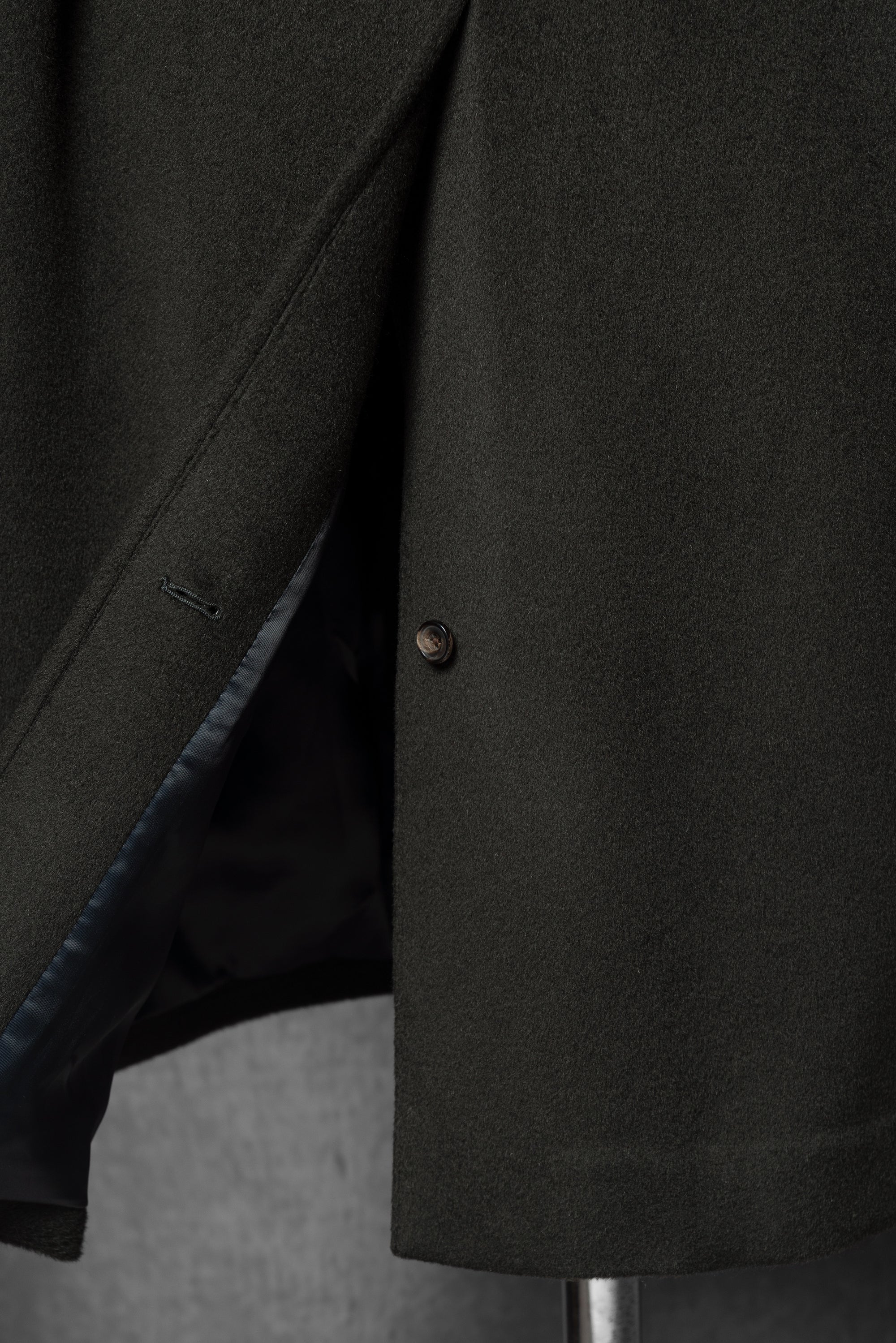 Dark Olive Wool Balmacaan Coat #155