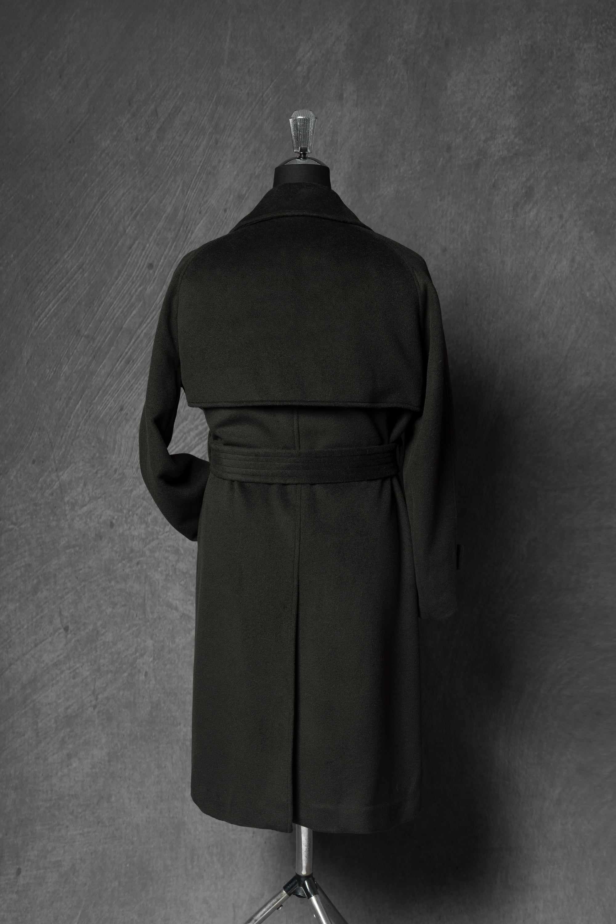 Dark Olive Wool Balmacaan Coat #155