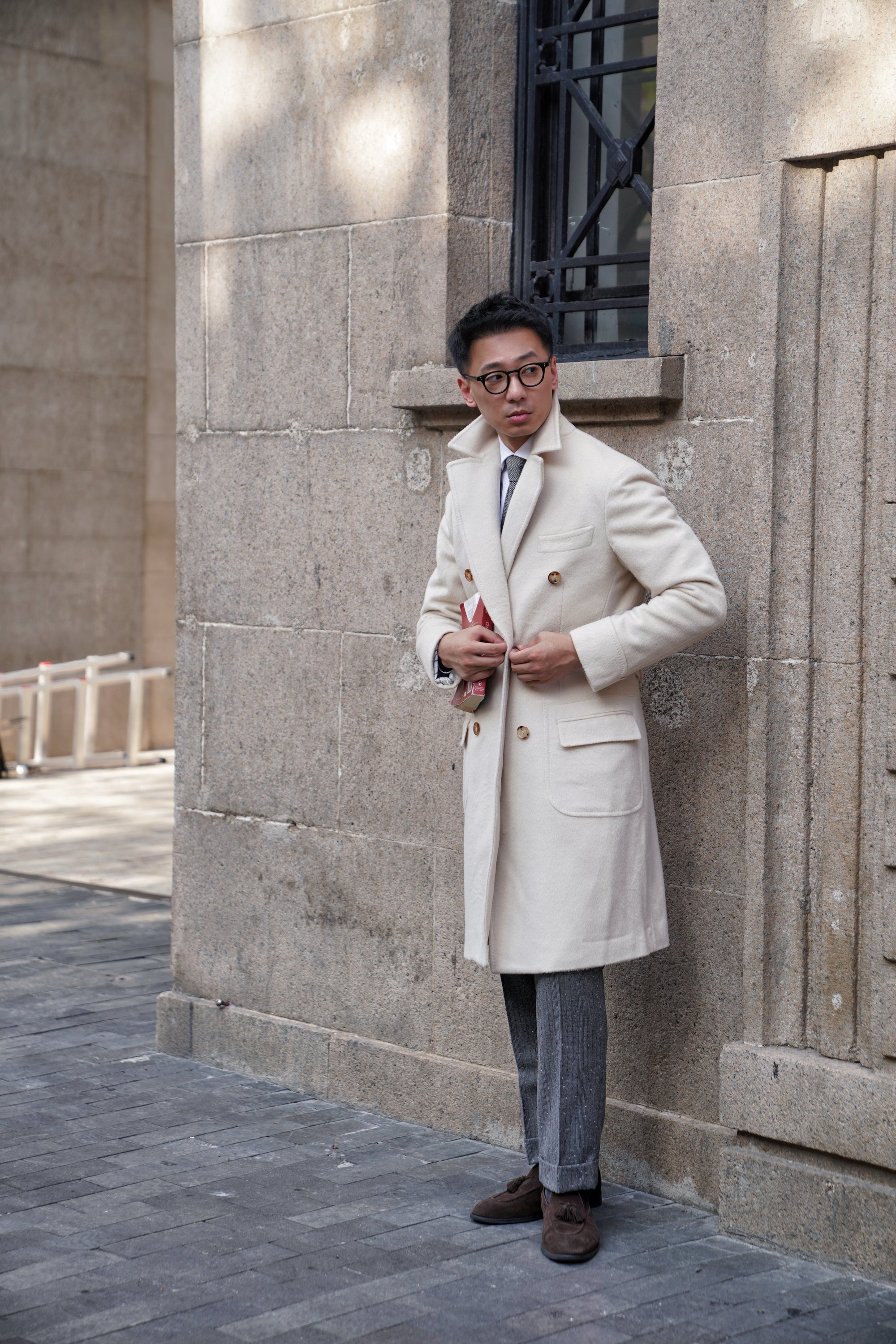Beige Wool Ulster Polo Coat