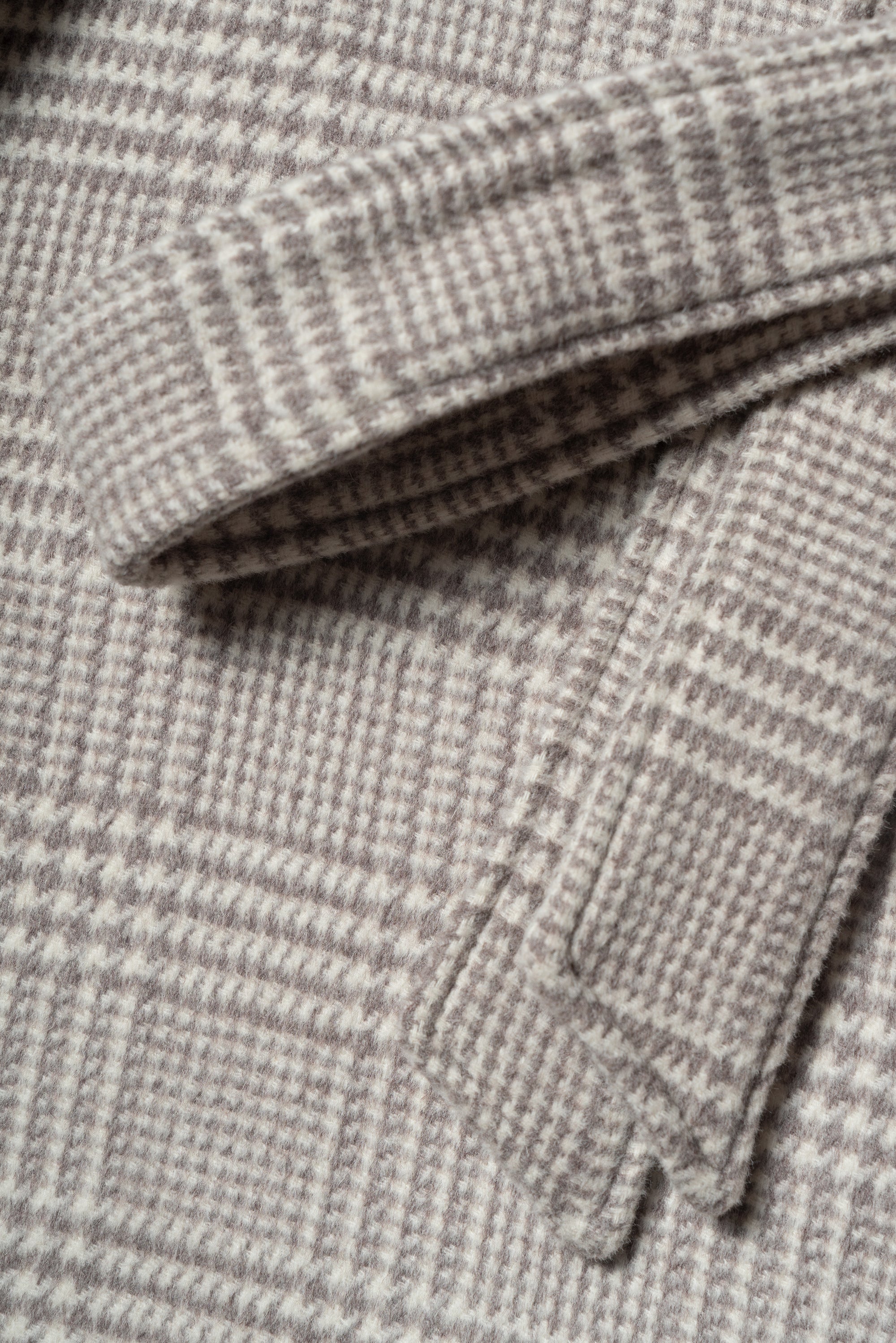Cream Glen Check Wool Rabbit Fur Balmacaan Coat #179